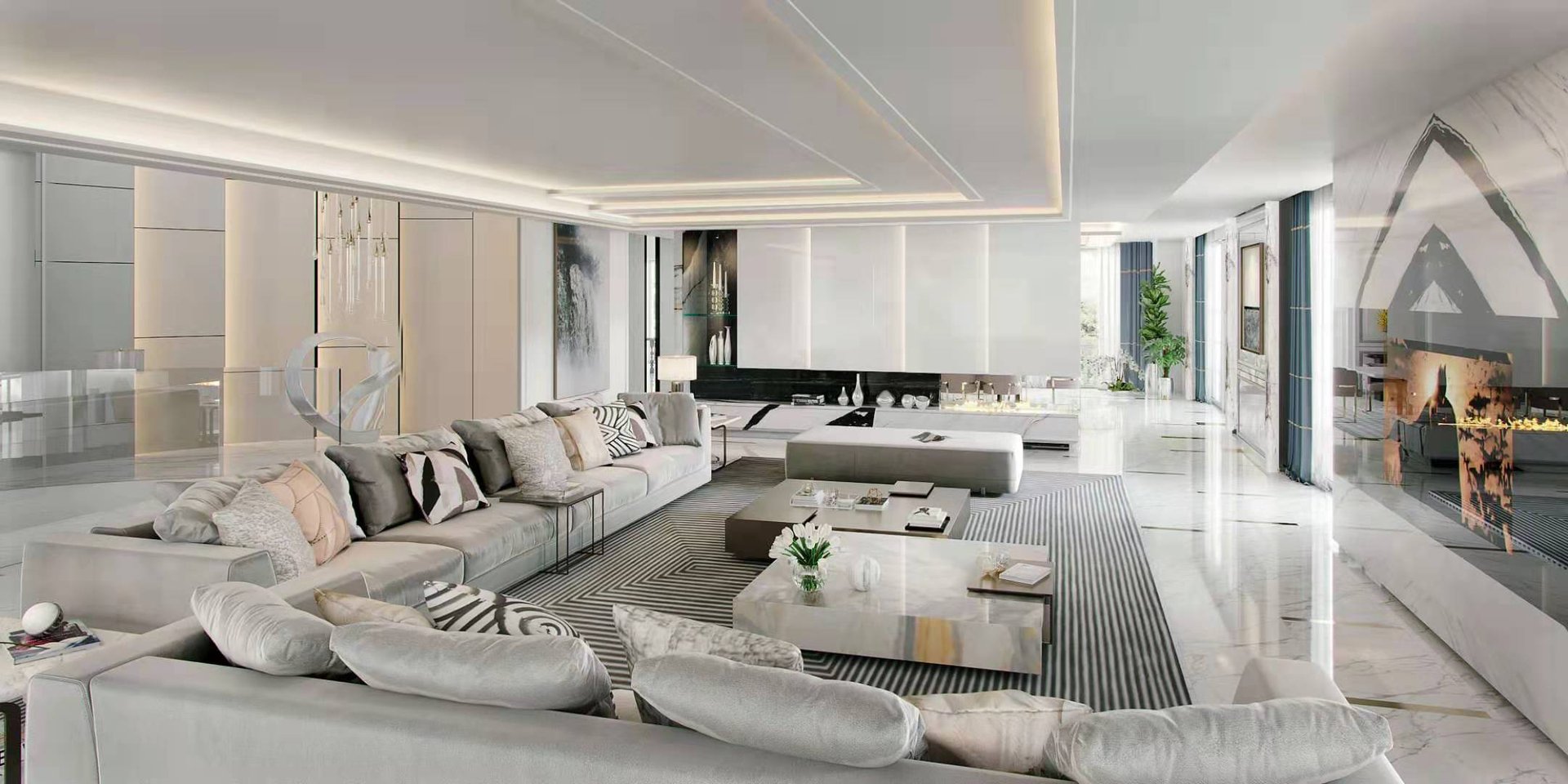 an abstract photo of a curved building with a blue sky in the background