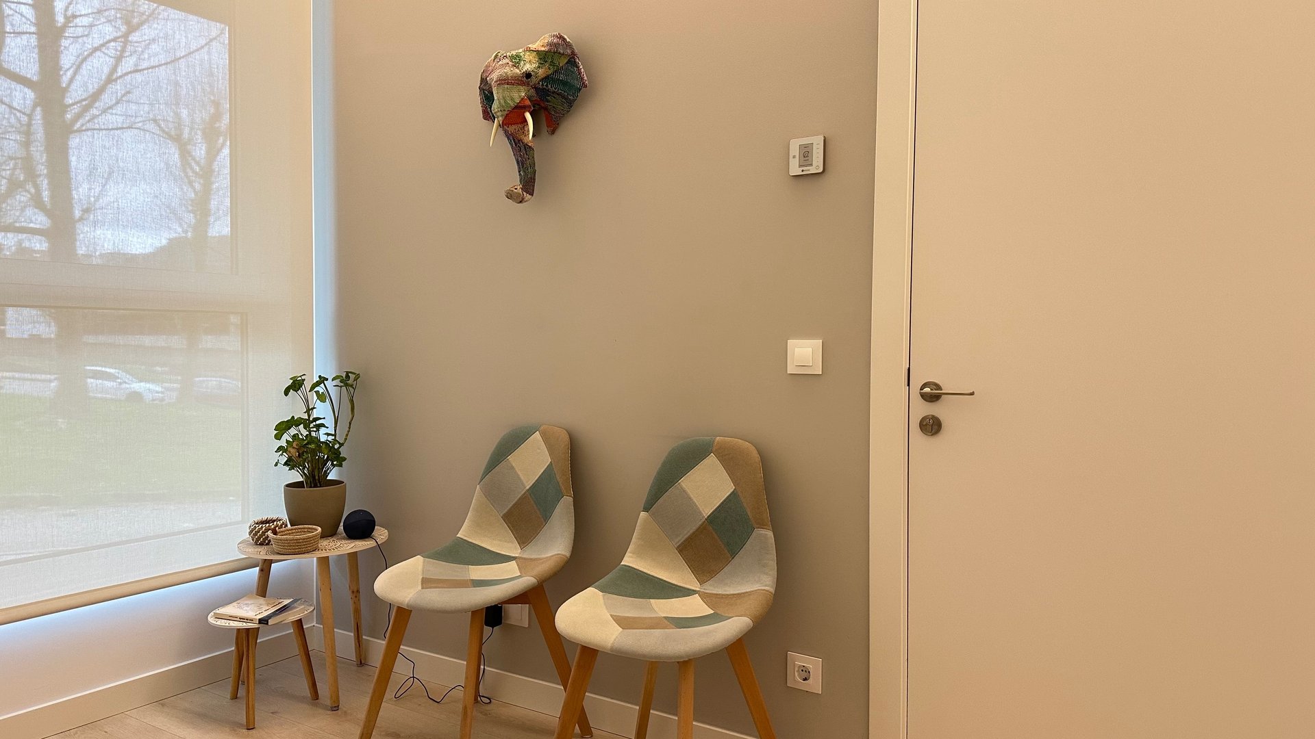 hallway between glass-panel doors