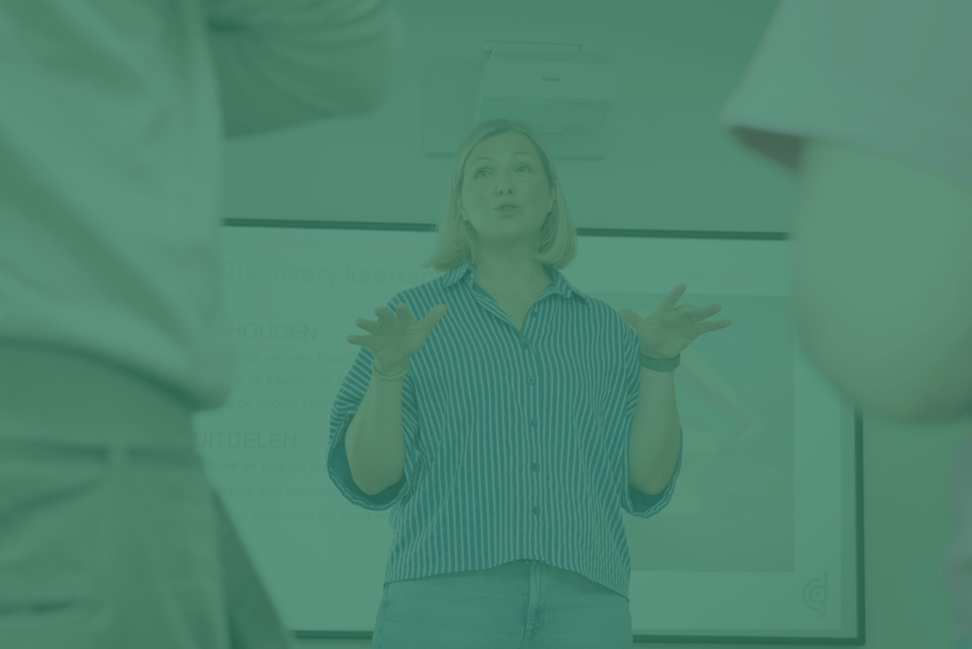 Iris Van Belleghem faciliteert een sessie rond leiderschap