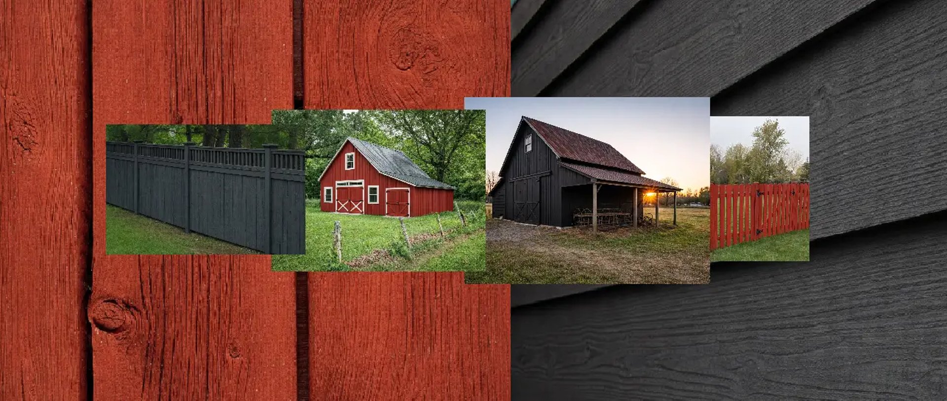 Exemple of barns painted with heritage barn paint red and black