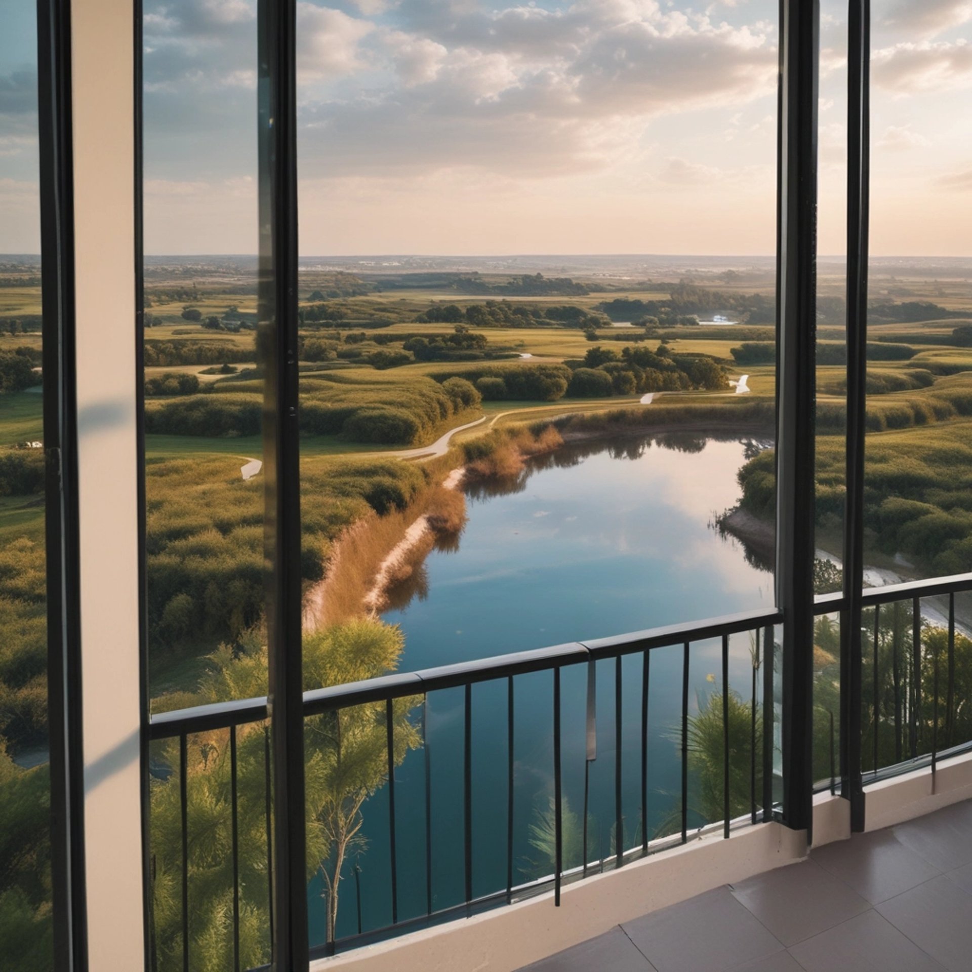 an abstract photo of a curved building with a blue sky in the background