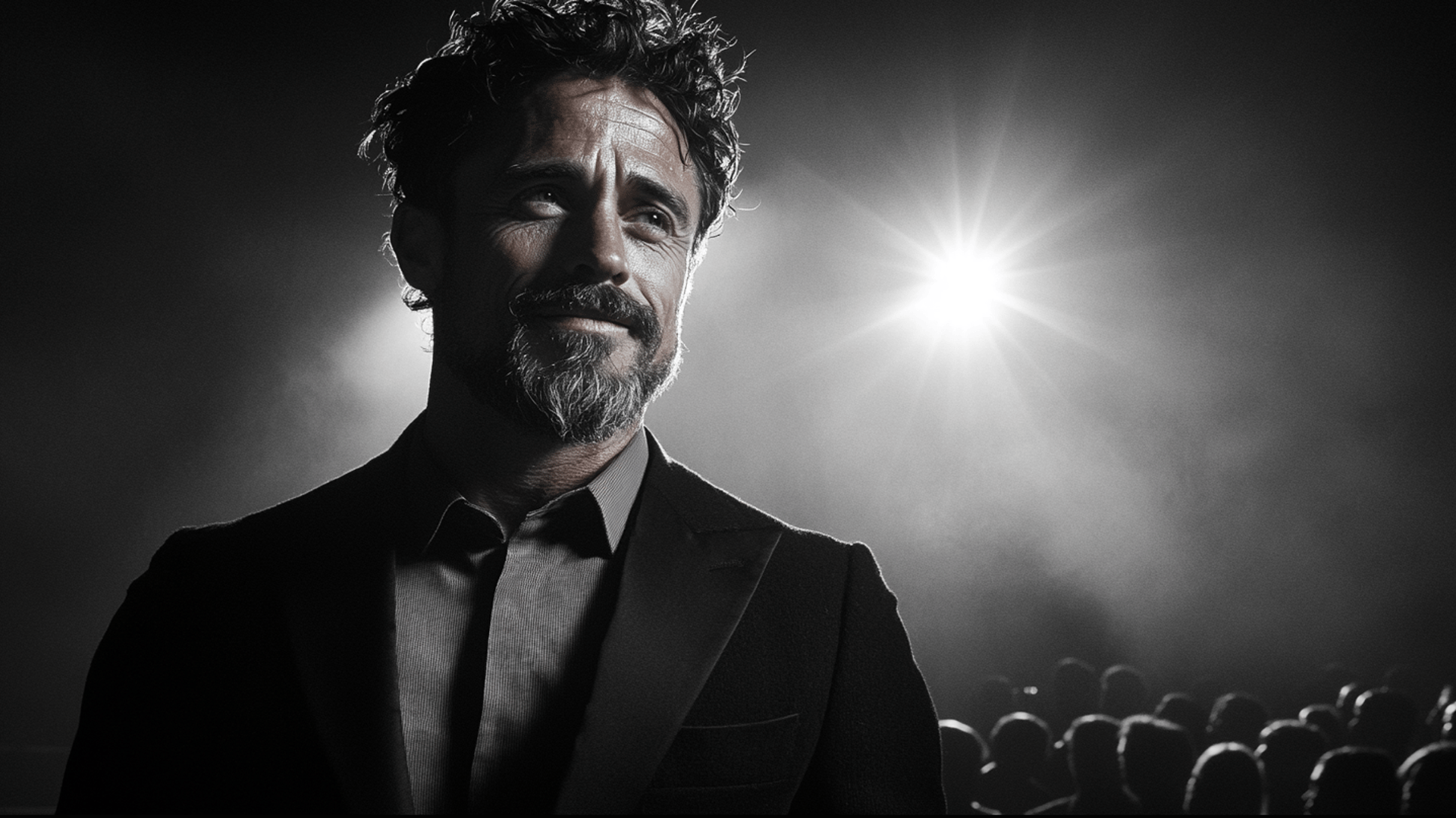 Atlas standing on stage under bright lights speaking to an audience about personal branding strategy.