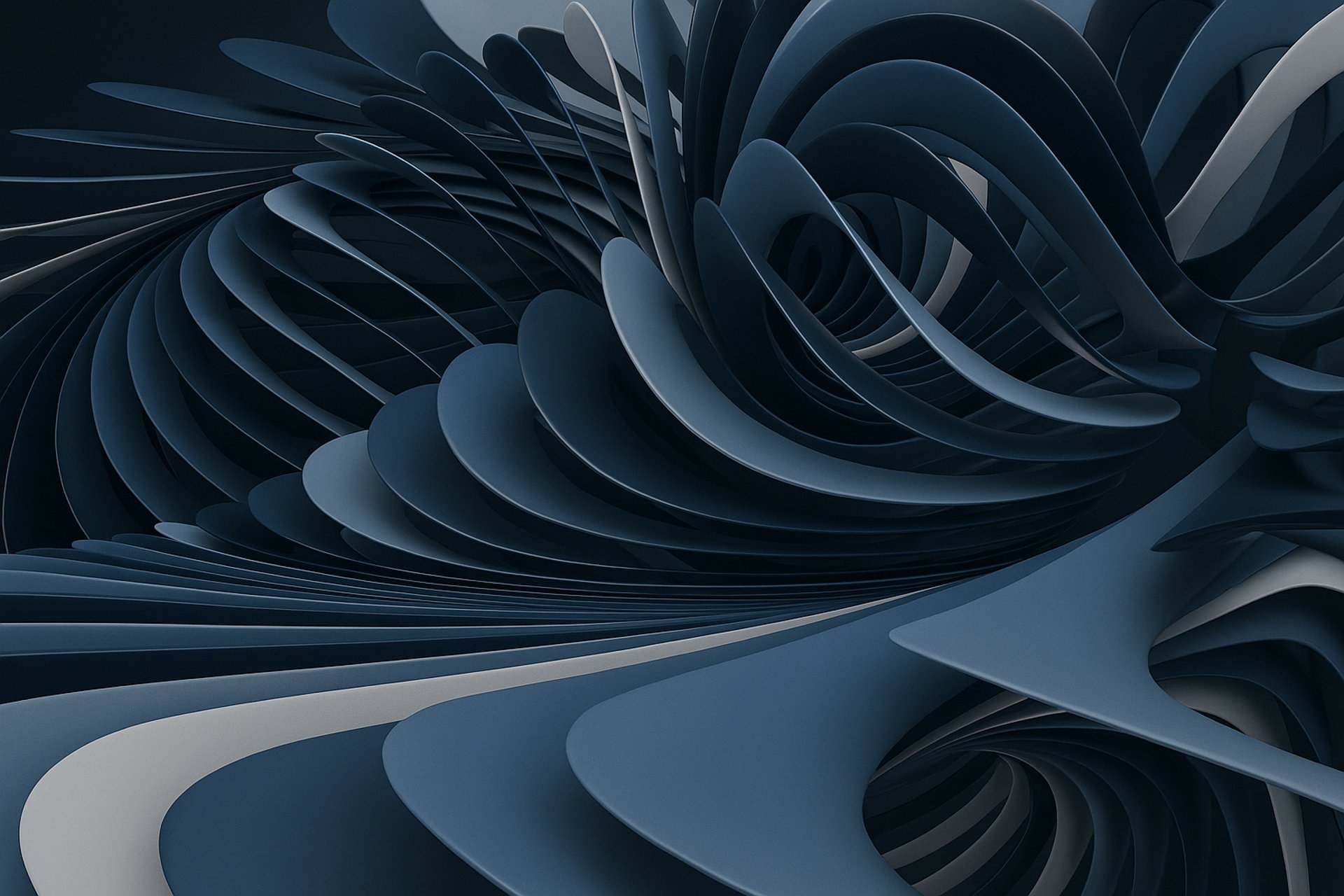 an abstract photo of a curved building with a blue sky in the background