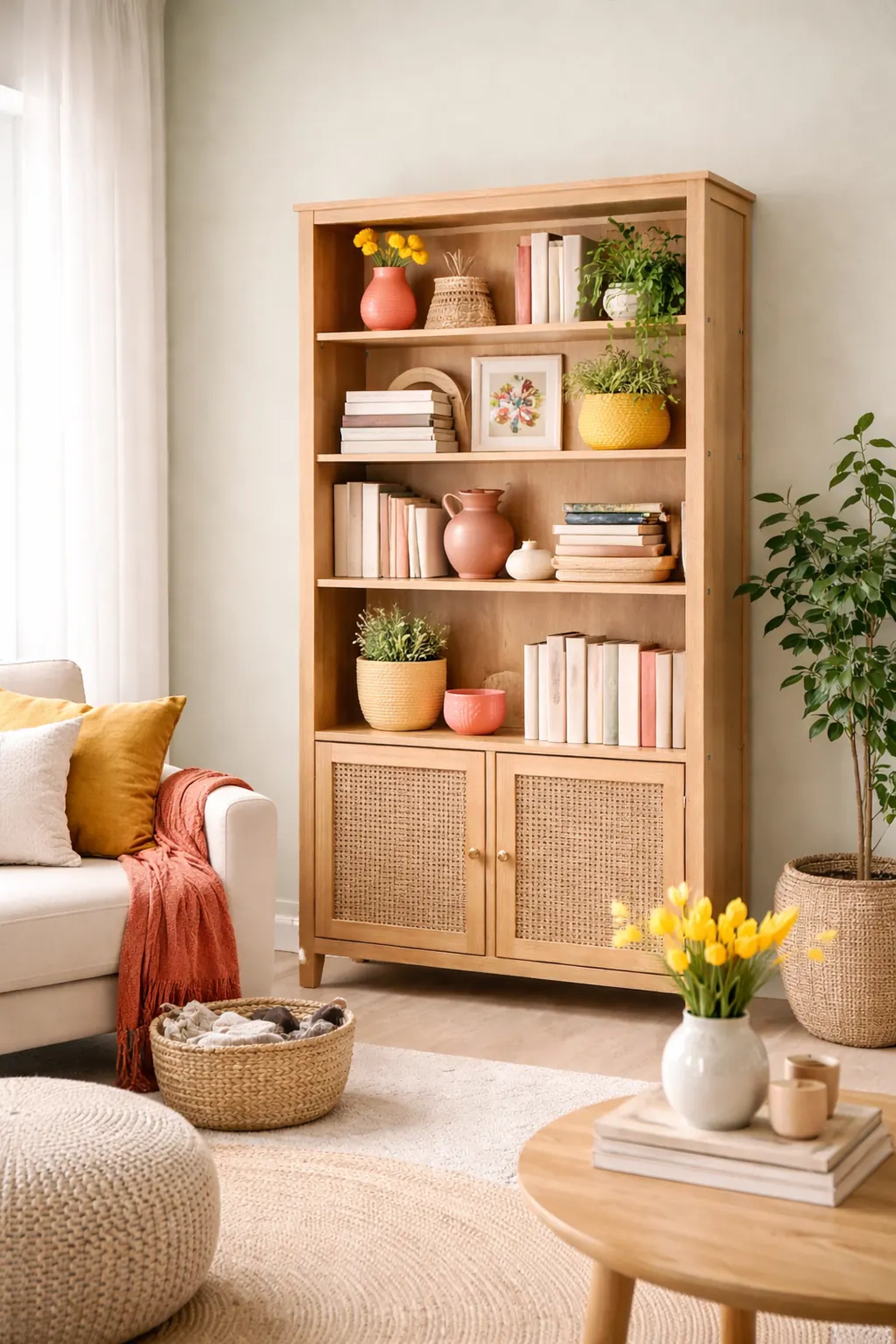 books on white wooden shelf