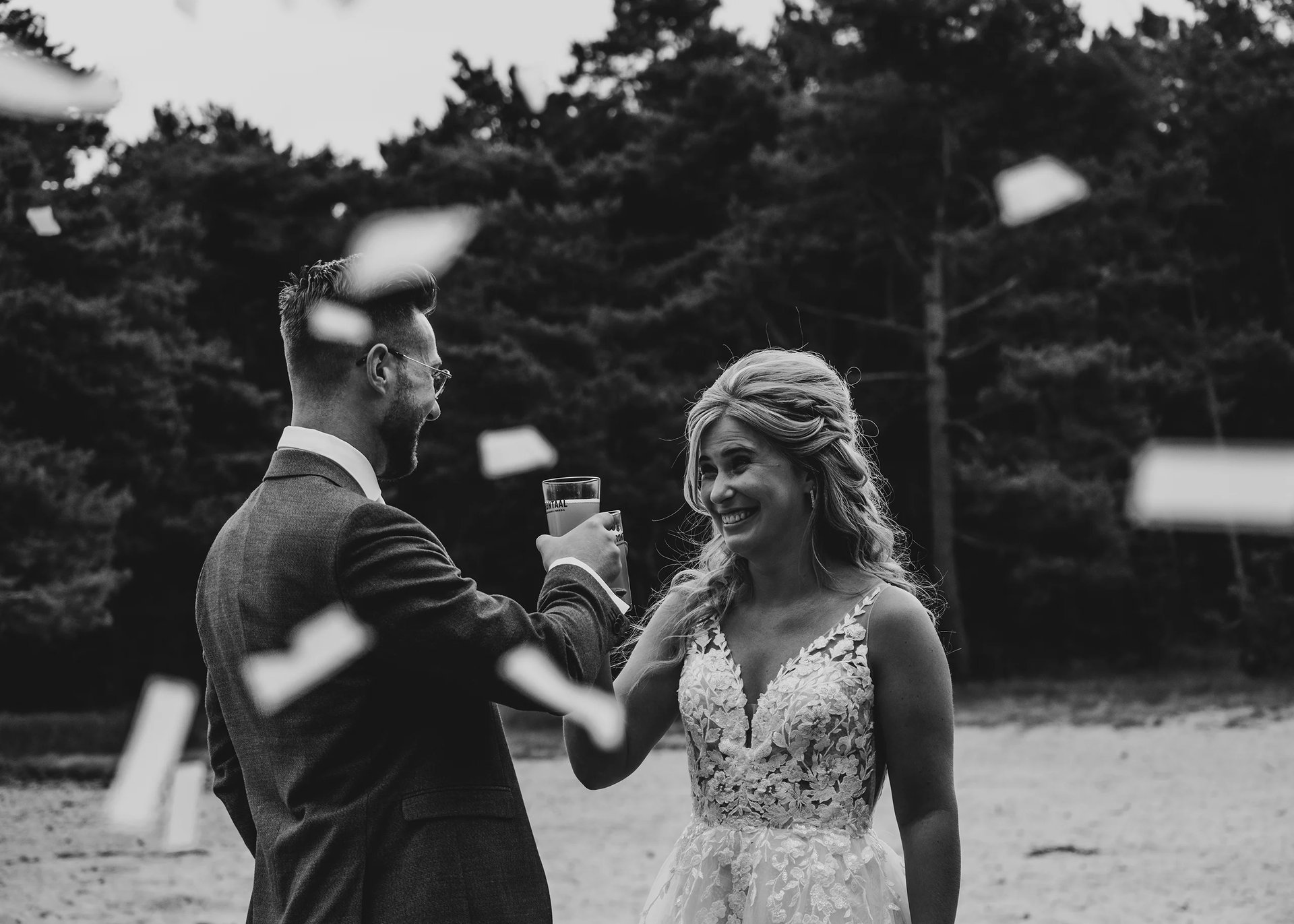 an abstract photo of a curved building with a blue sky in the background