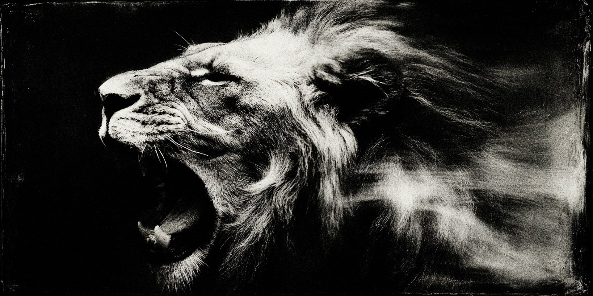 Lion rugissant dans la lumière — Photographie noir et blanc tirage unique 1/1 par Enzo Minardi