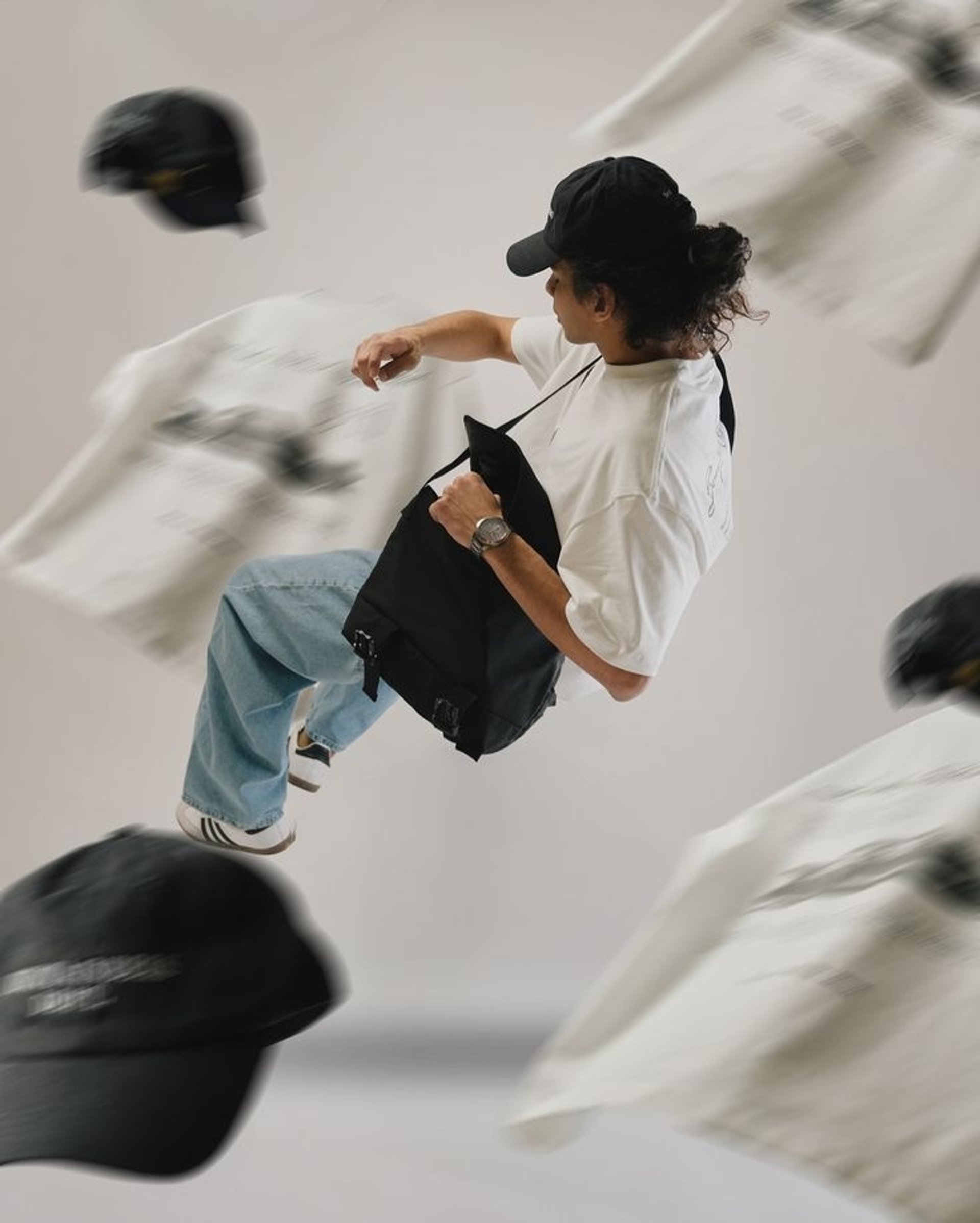 an abstract photo of a curved building with a blue sky in the background