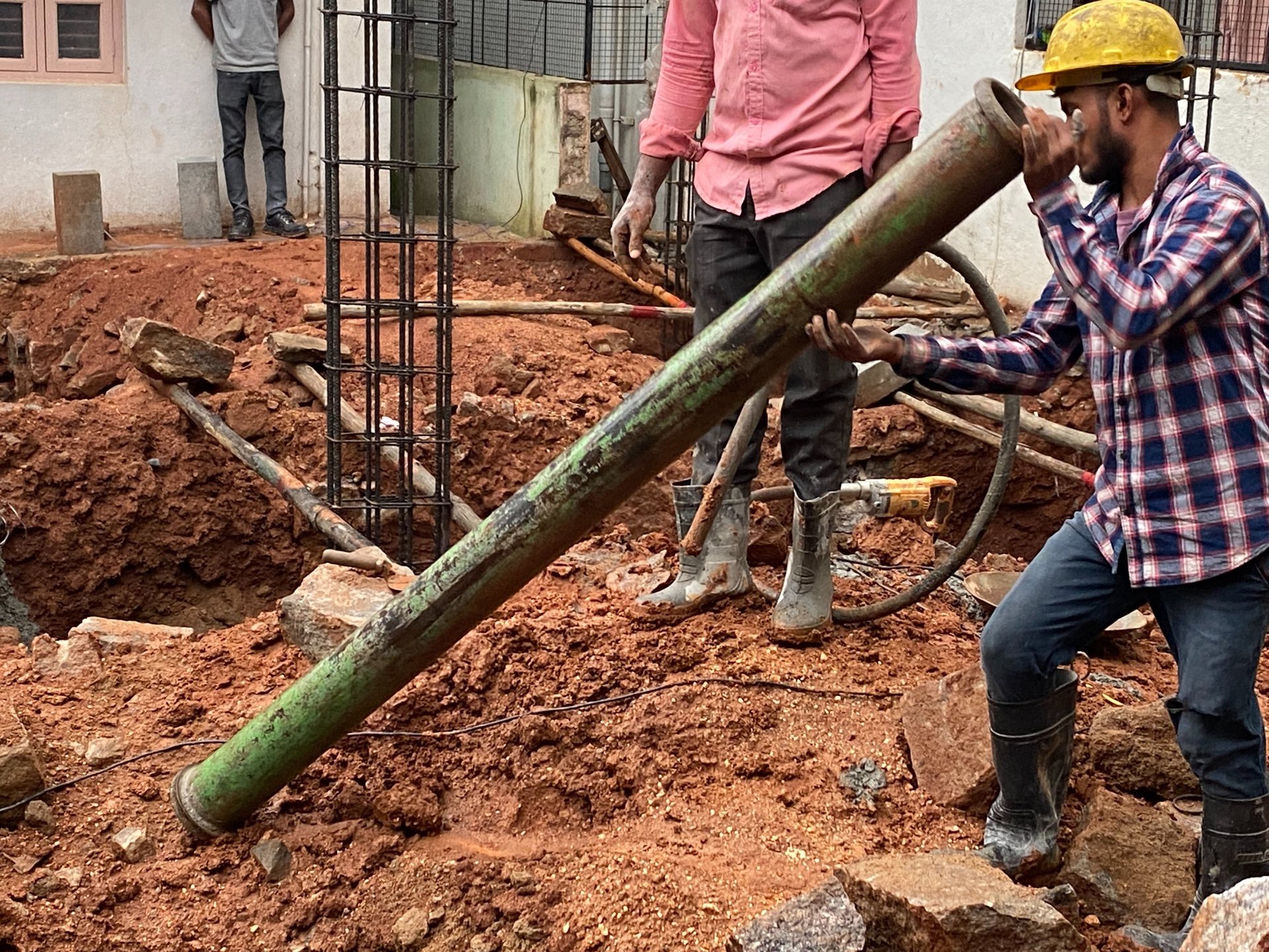 an abstract photo of a curved building with a blue sky in the background