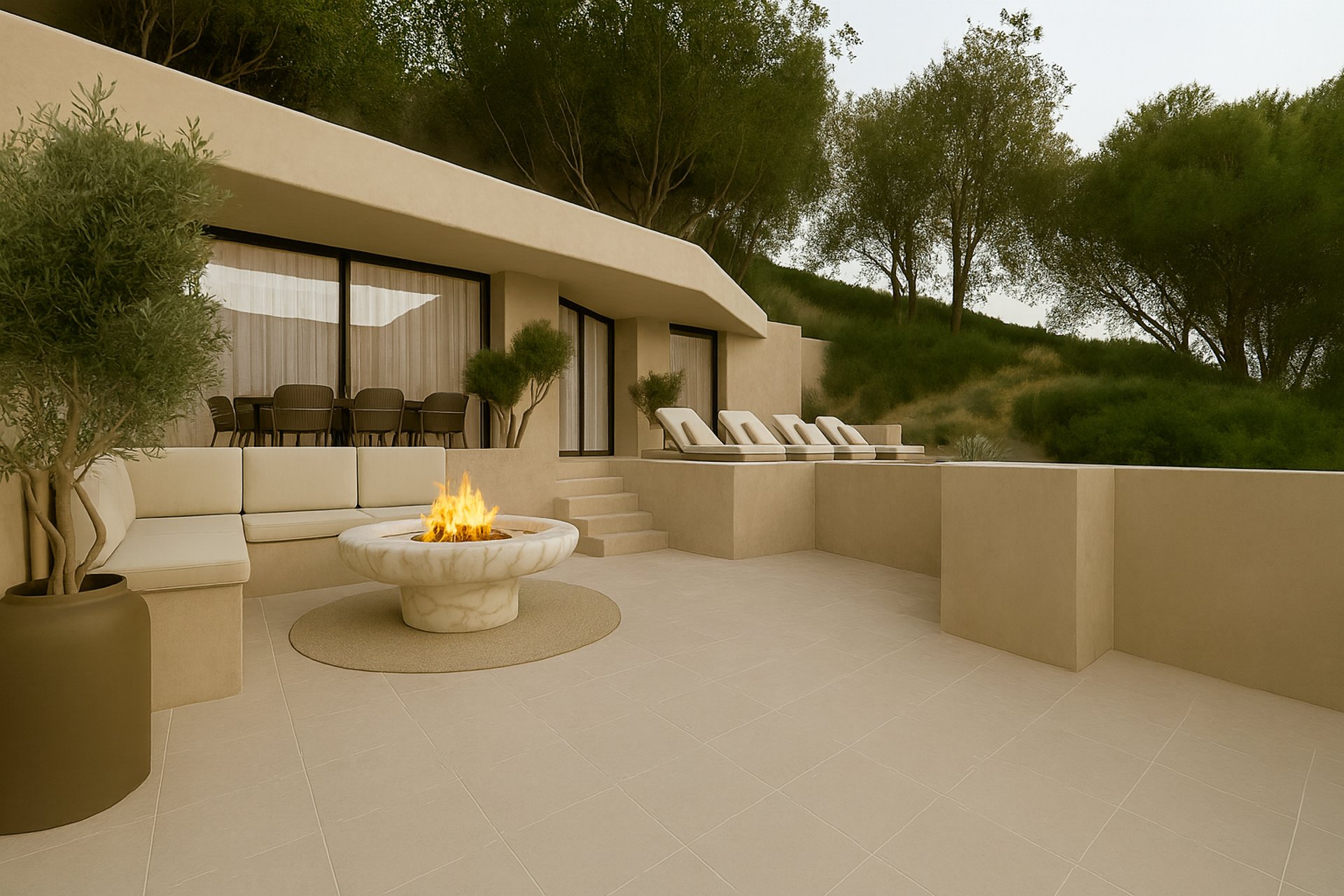 an abstract photo of a curved building with a blue sky in the background