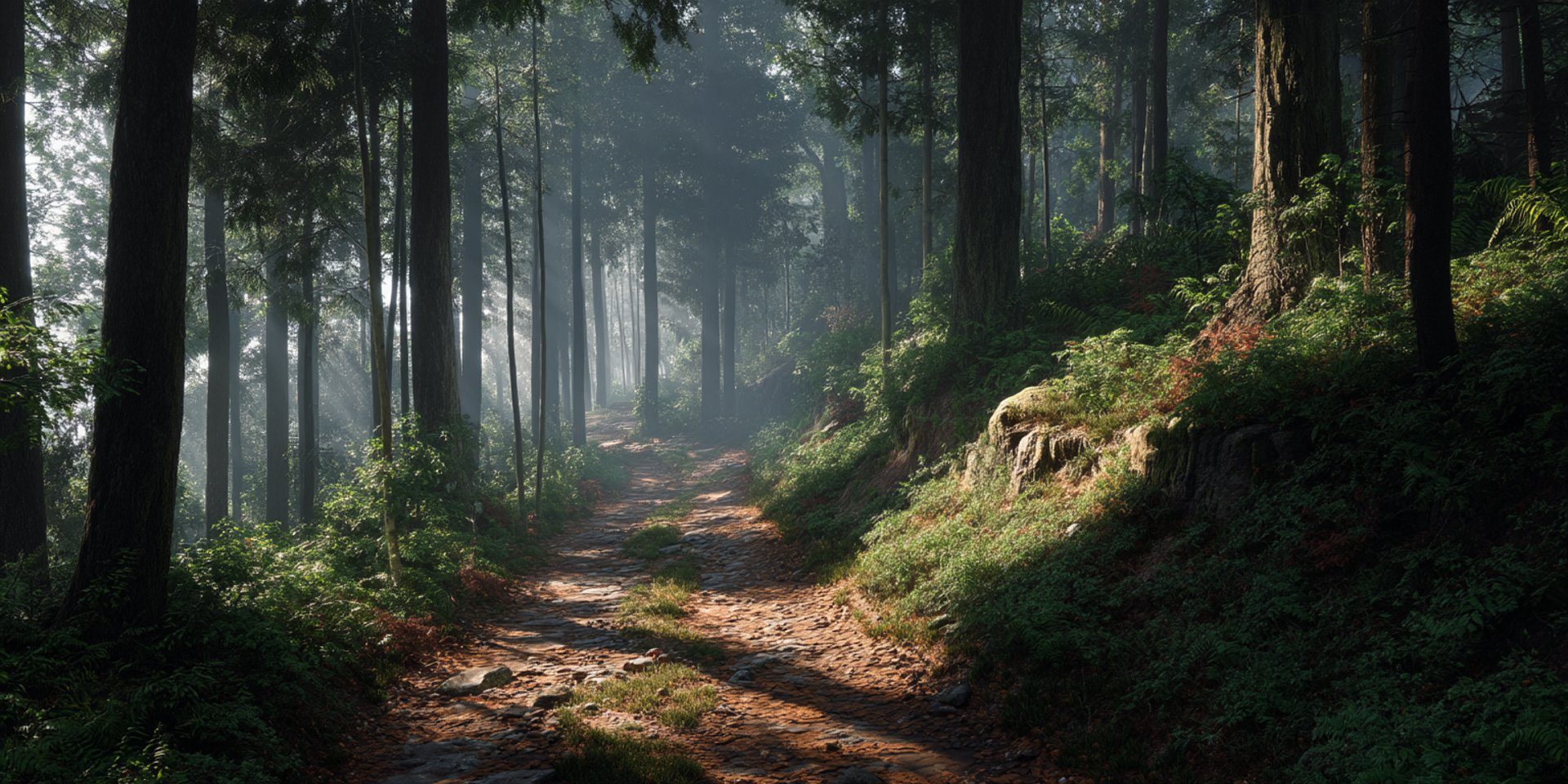 Zielona polana w środku lasu symbolizująca naturalny instynkt przetrwania i harmonię z naturą
