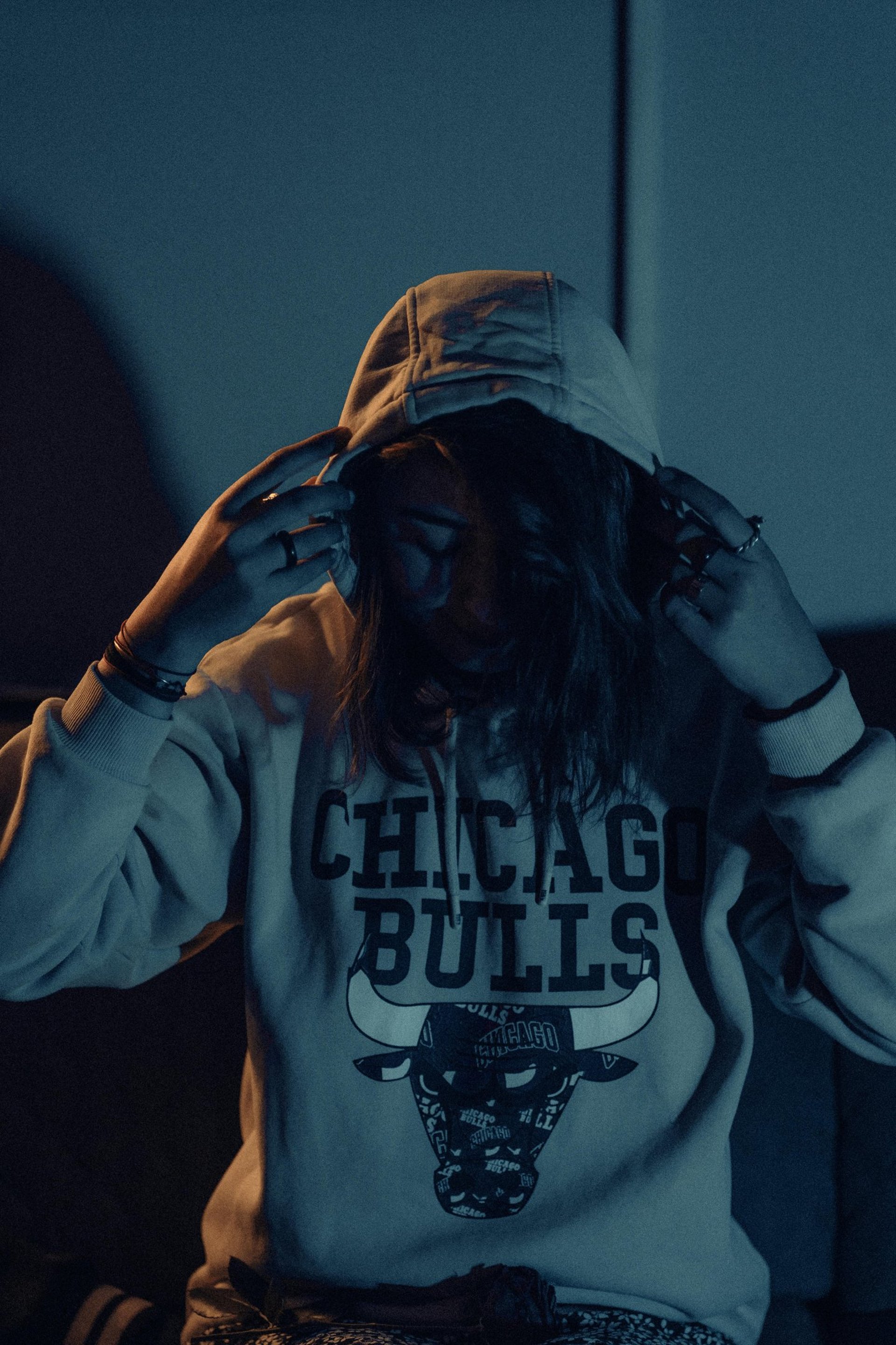 an abstract photo of a curved building with a blue sky in the background