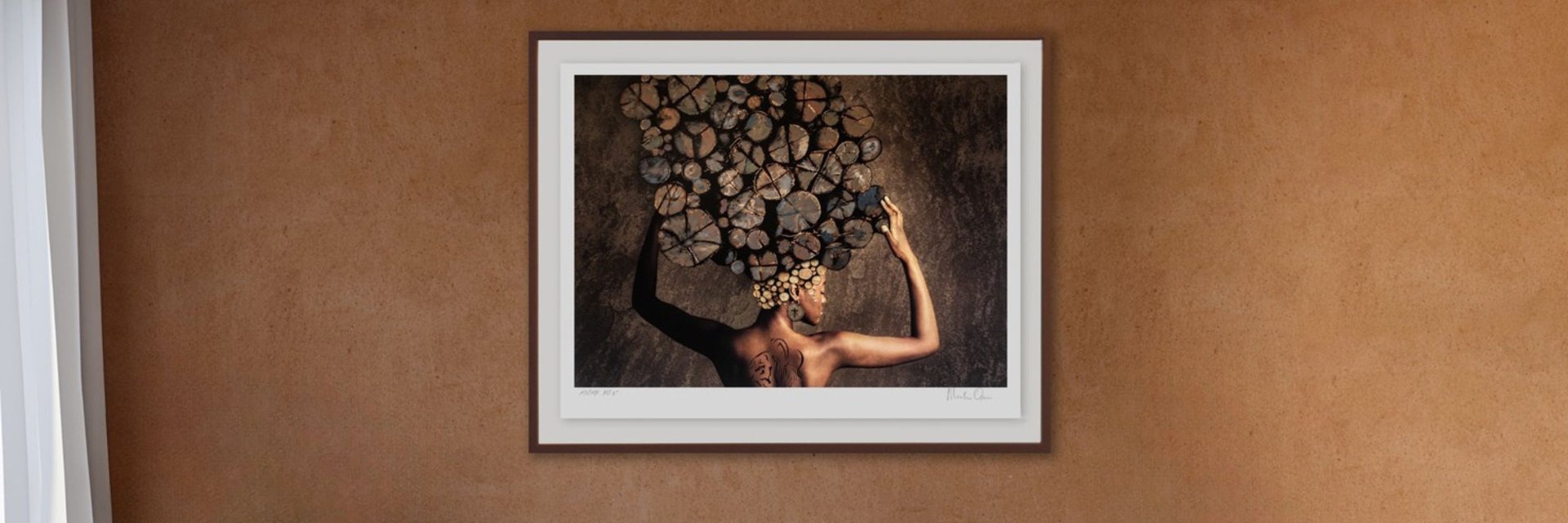 Faith inspired art by Martin Osner displayed as framed wall art, featuring an African woman representing symbolic faith