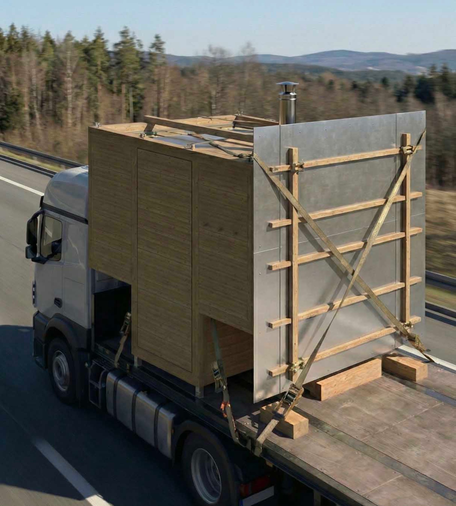 an abstract photo of a curved building with a blue sky in the background