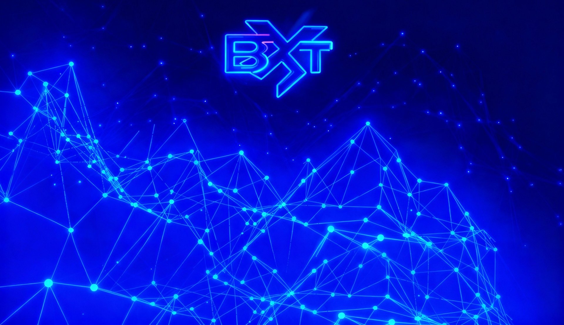 a blue background with lines and dots