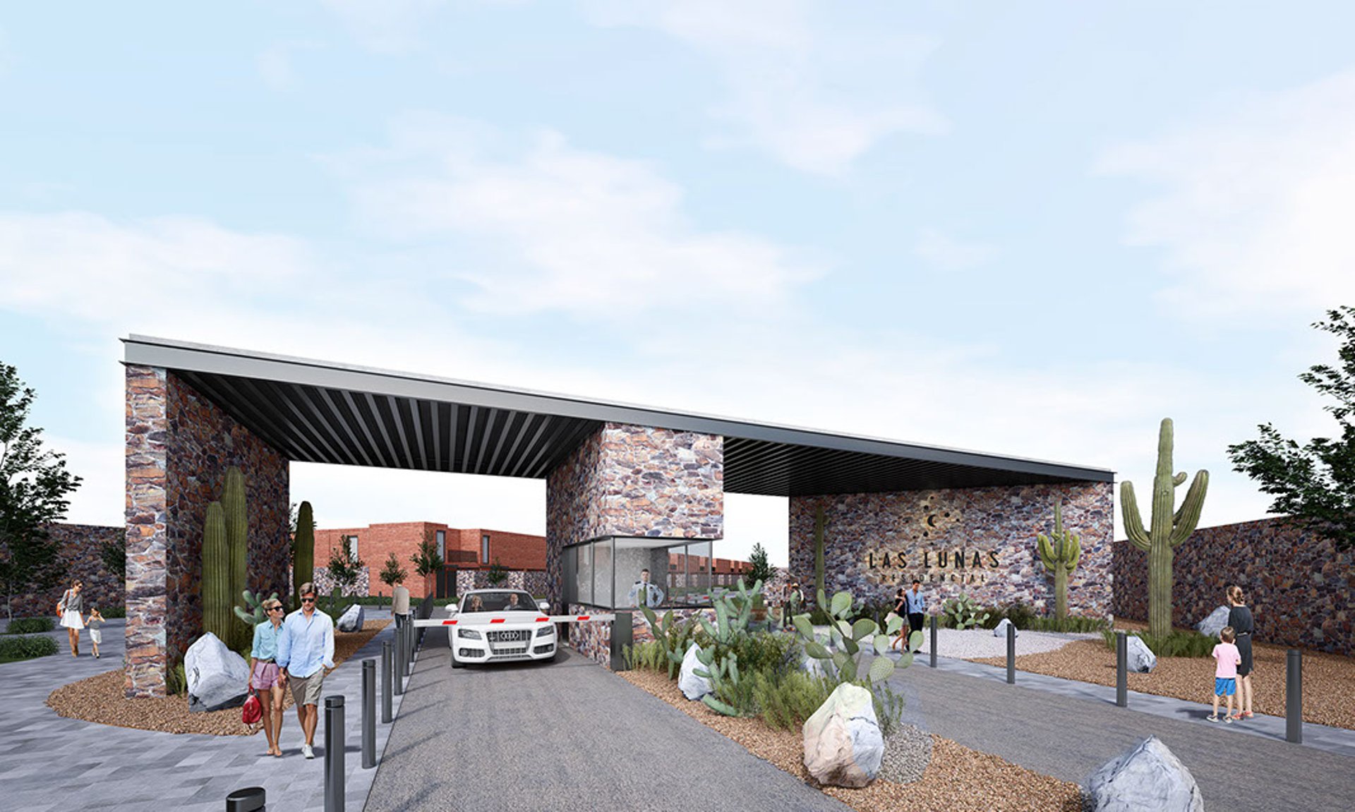 an abstract photo of a curved building with a blue sky in the background