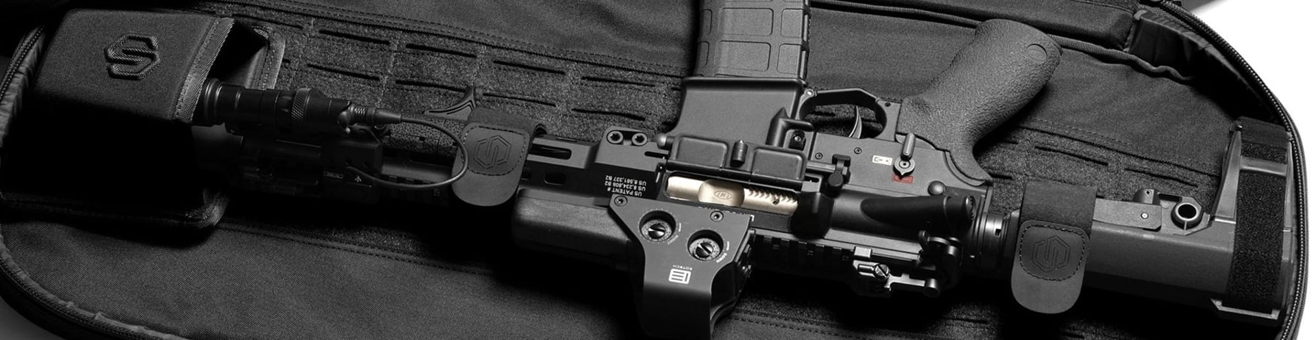 black semi automatic pistol with black case