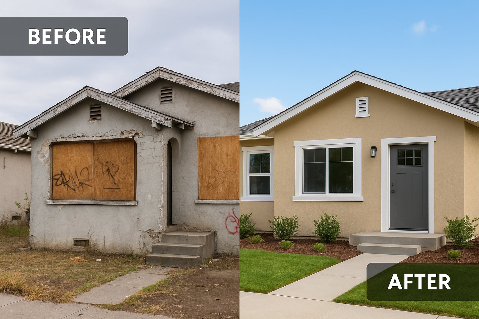 A man sanding a wooden table with a sander