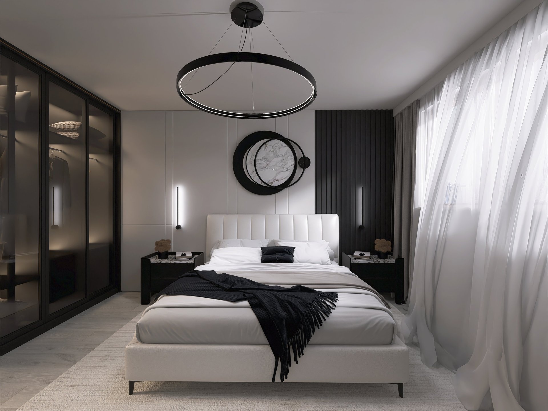 black and white bed linen