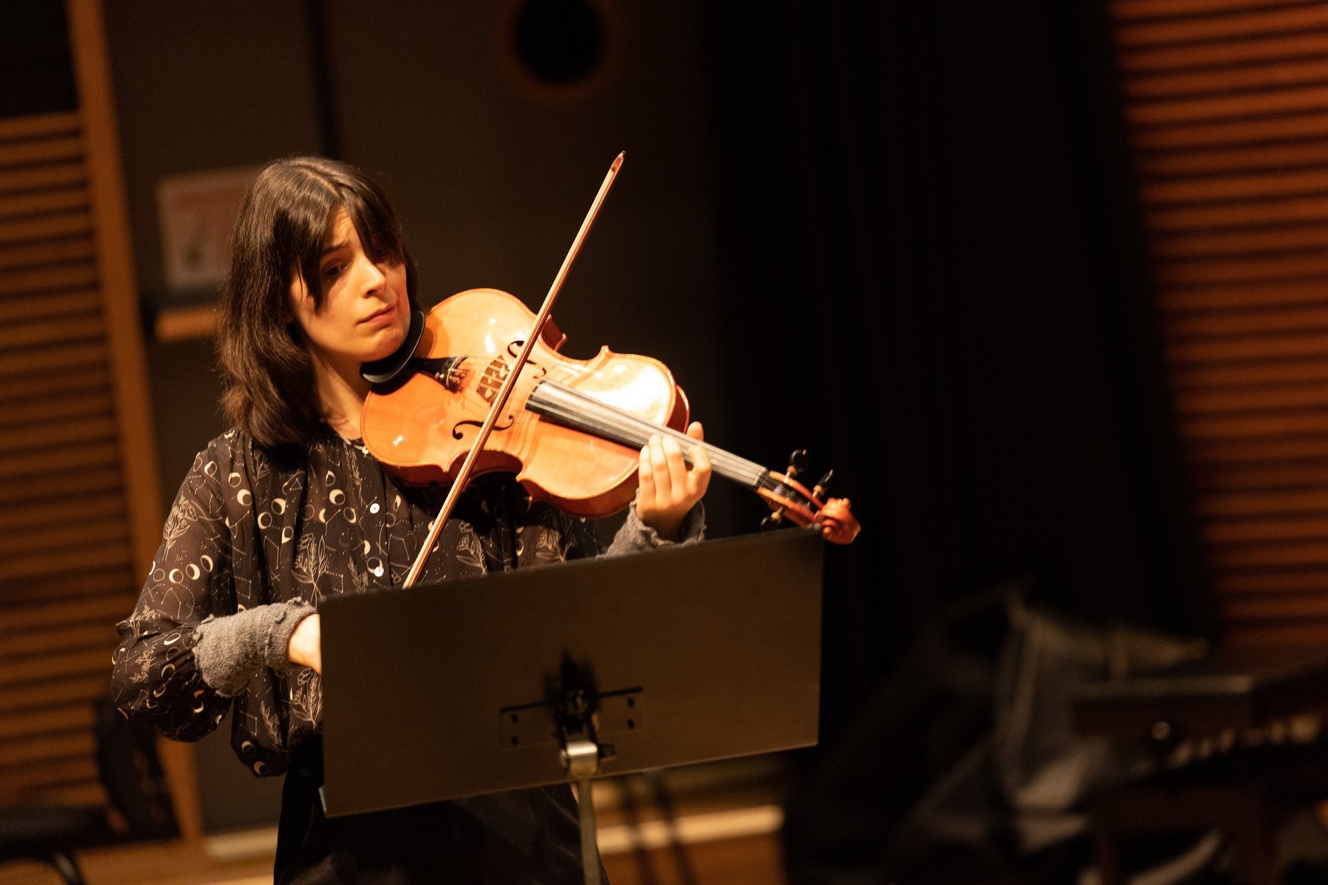 brown violin with case