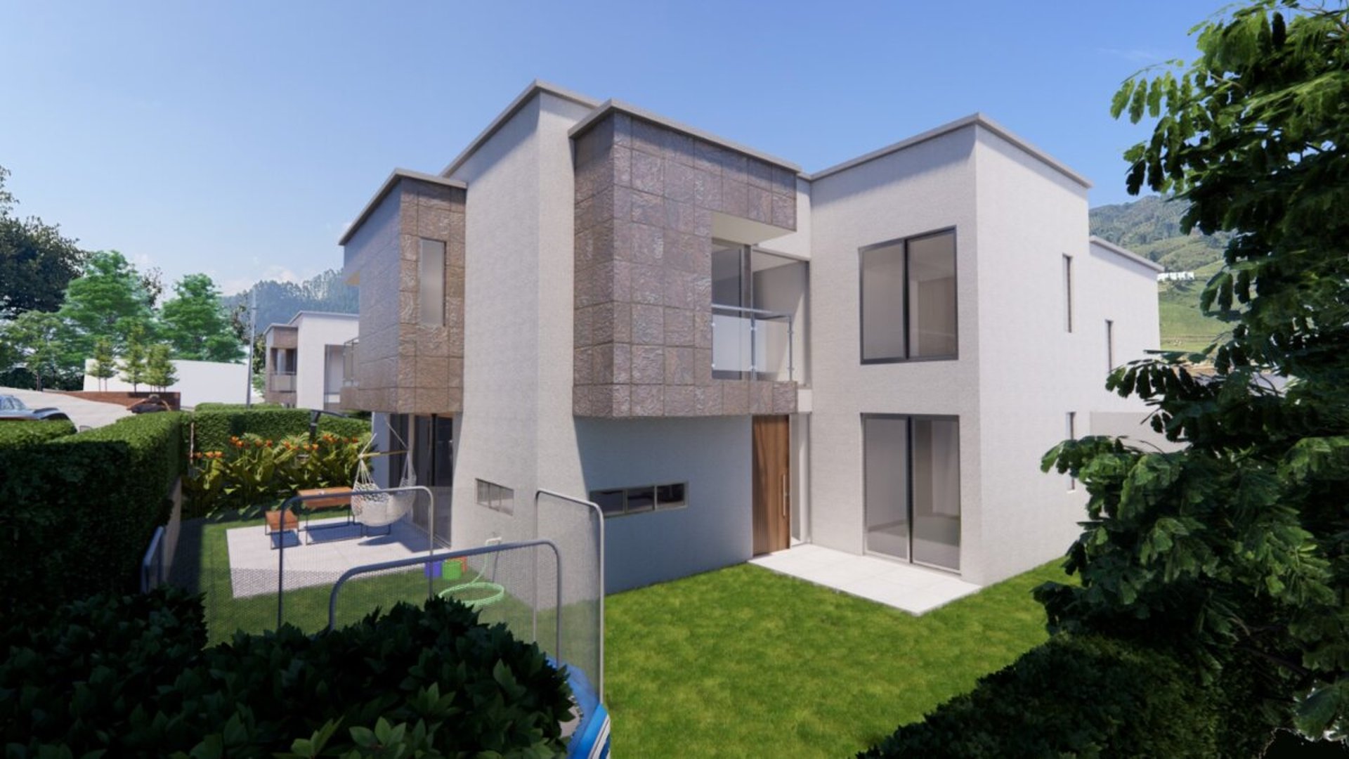 white and grey concrete building near swimming pool under clear sky during daytime