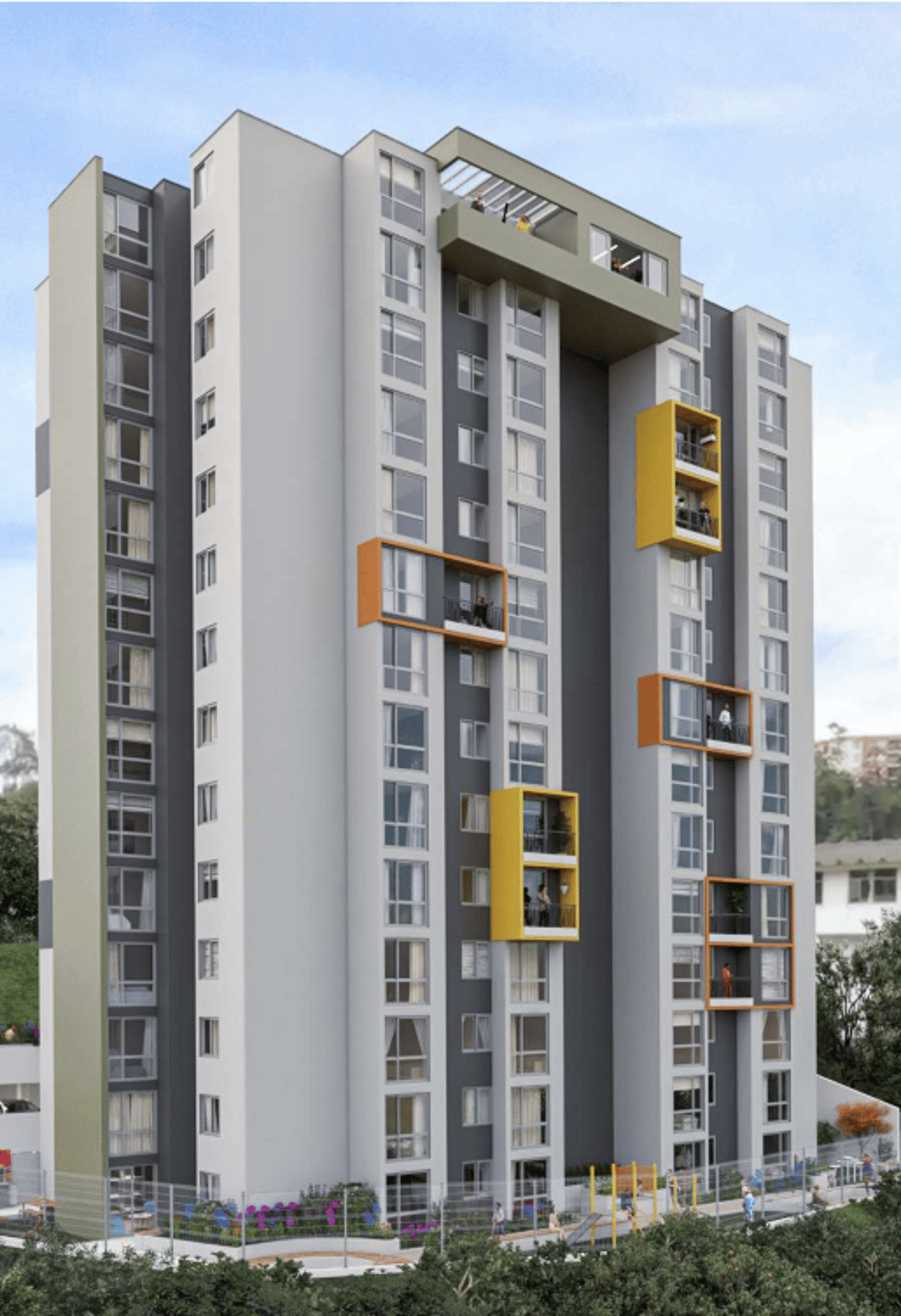 white and grey concrete building near swimming pool under clear sky during daytime