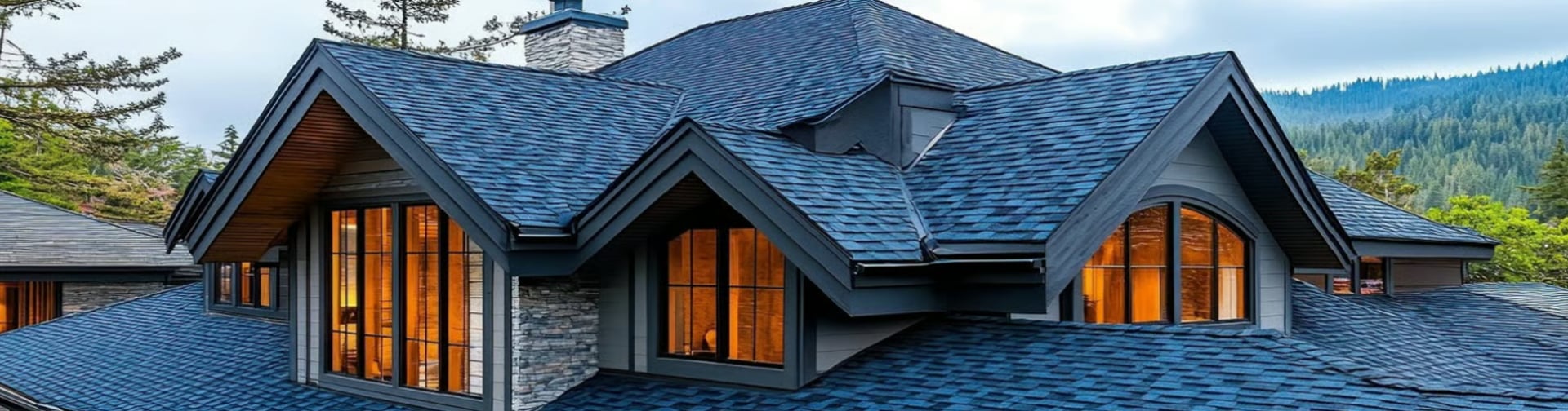 a roof with a triangle shaped window on top of it