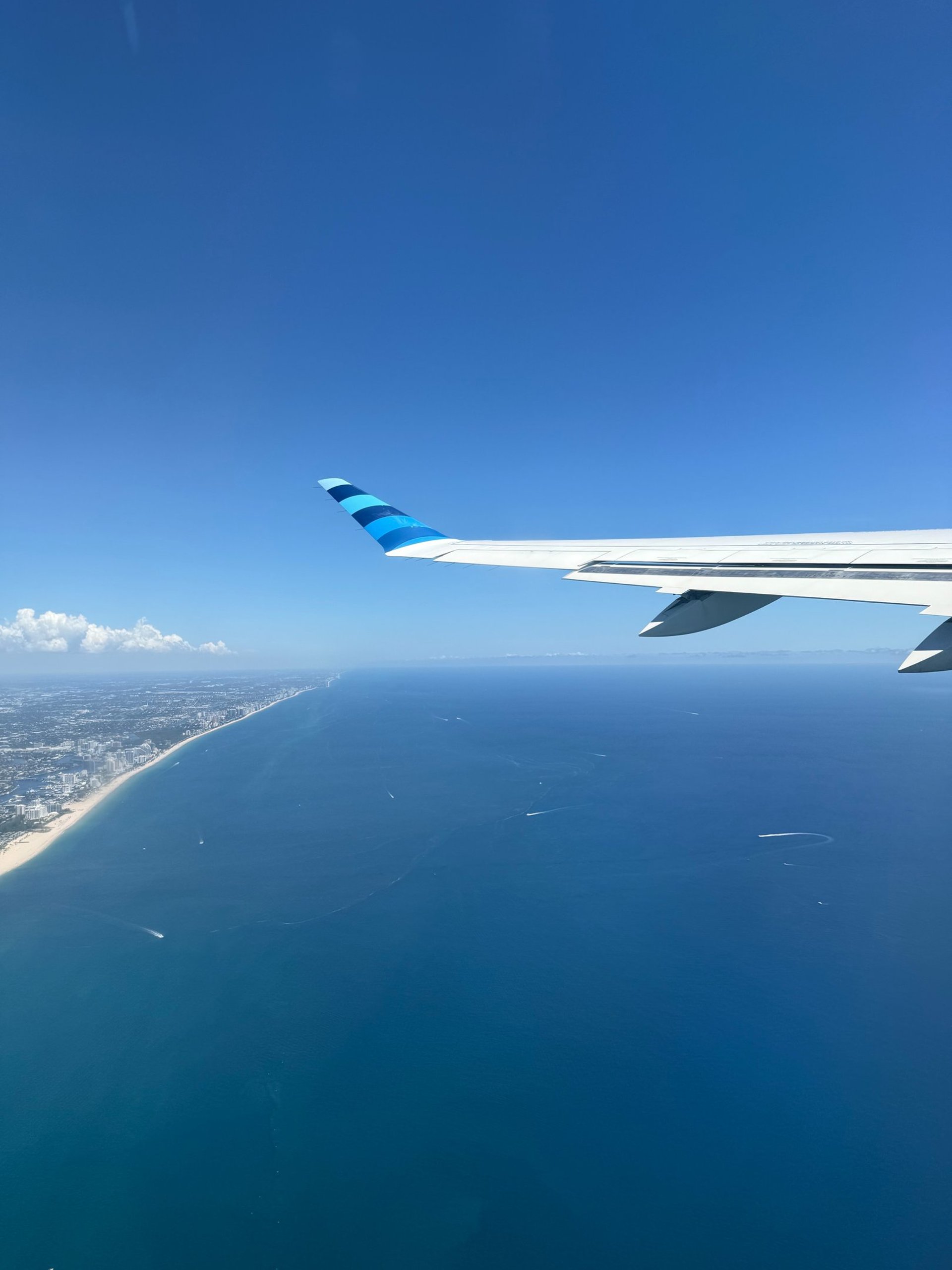 white airplane wing over the clouds during daytime