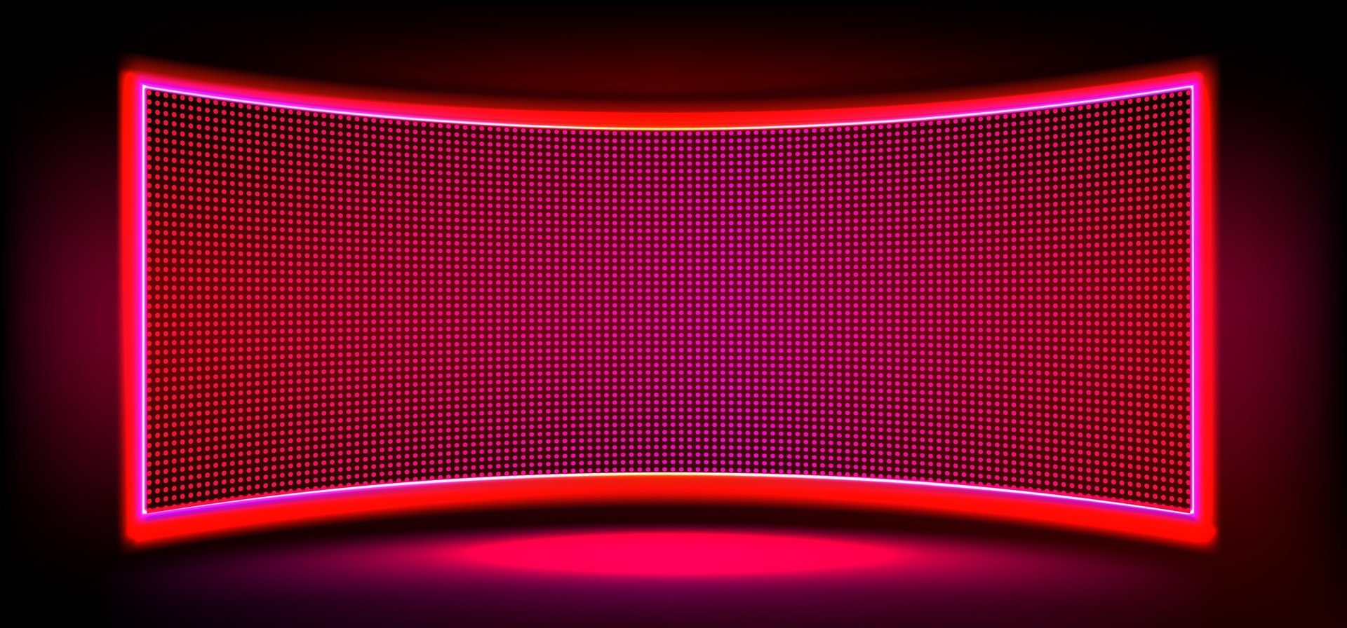 a dark room with a large screen in the middle of it