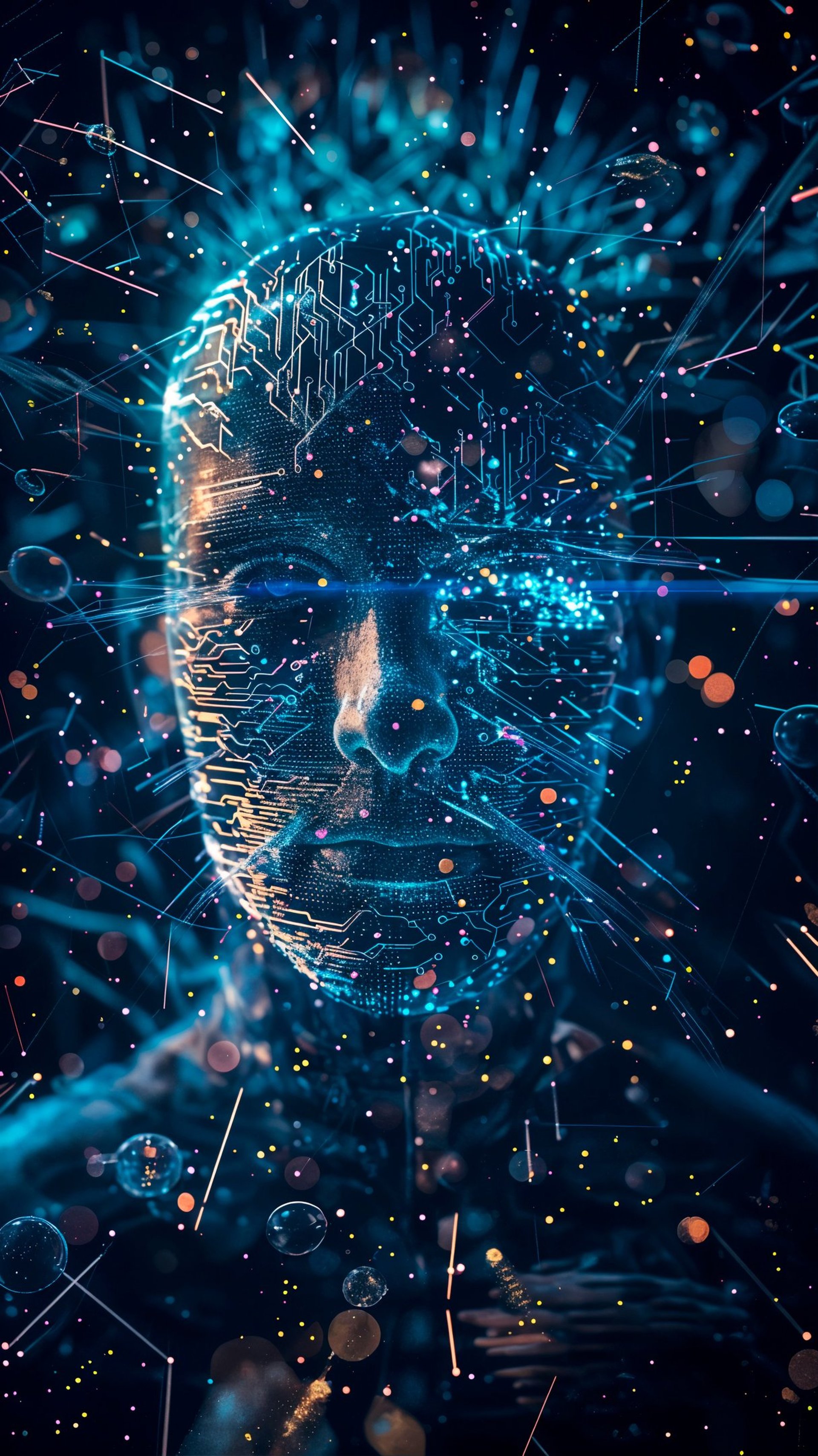 a man's head with a green background