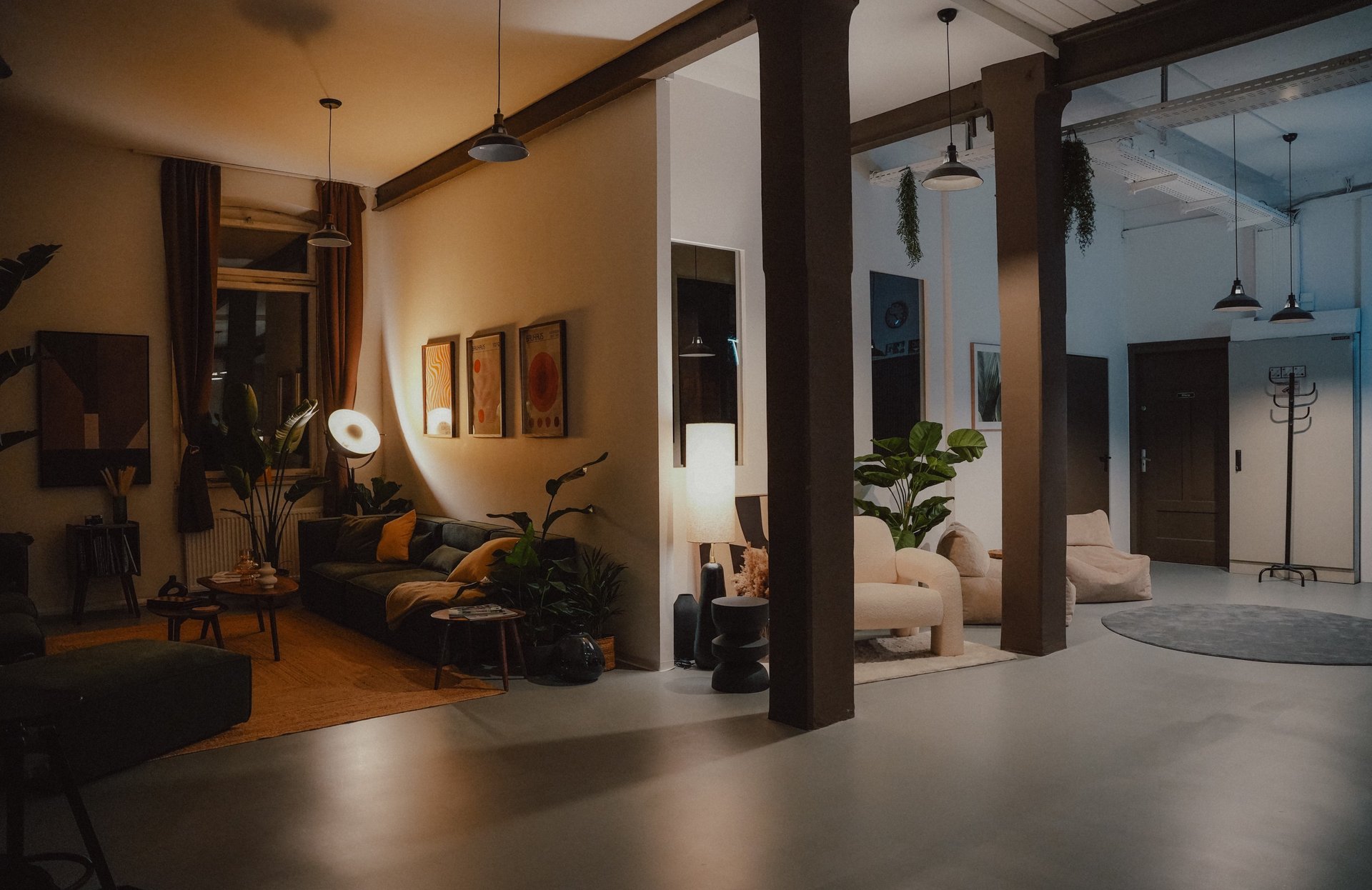 an abstract photo of a curved building with a blue sky in the background