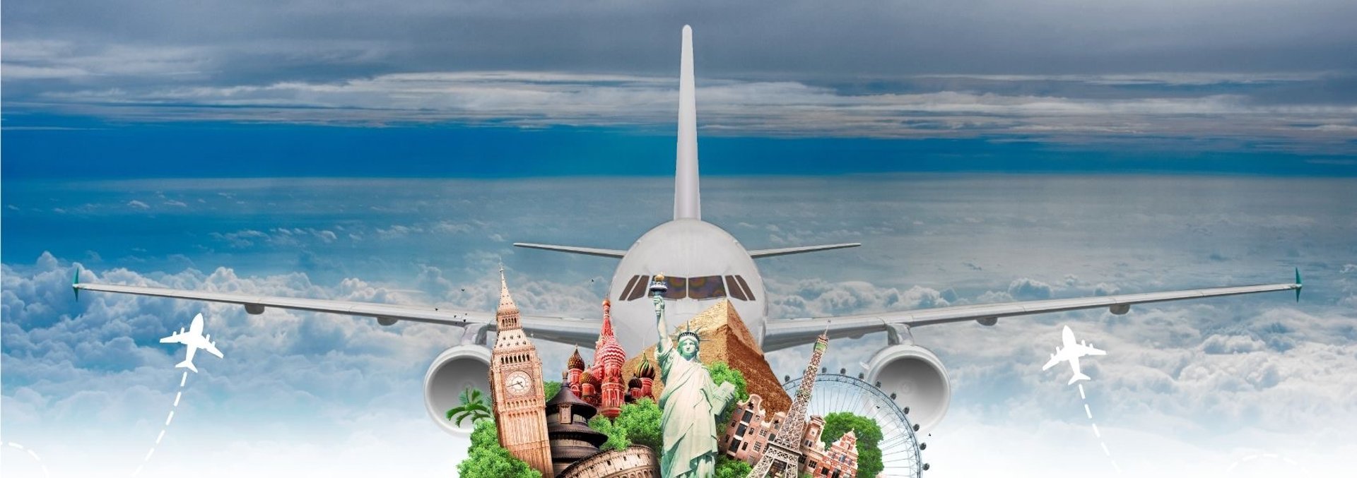 a large jetliner flying through a foggy sky