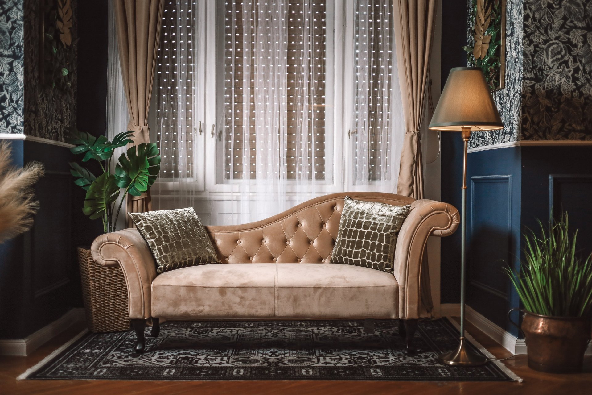 black and brown leather padded tub sofa