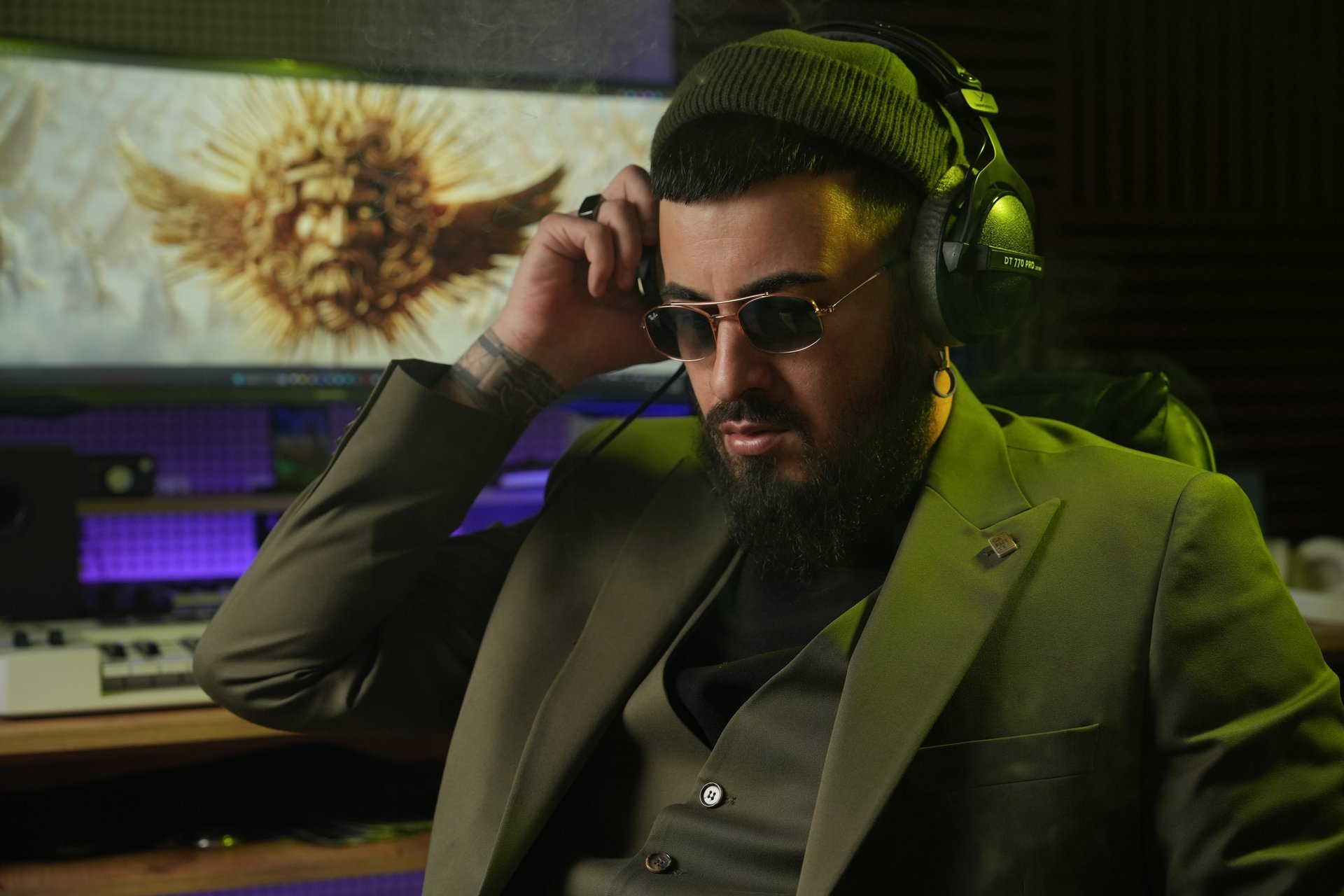 black blue and yellow textile