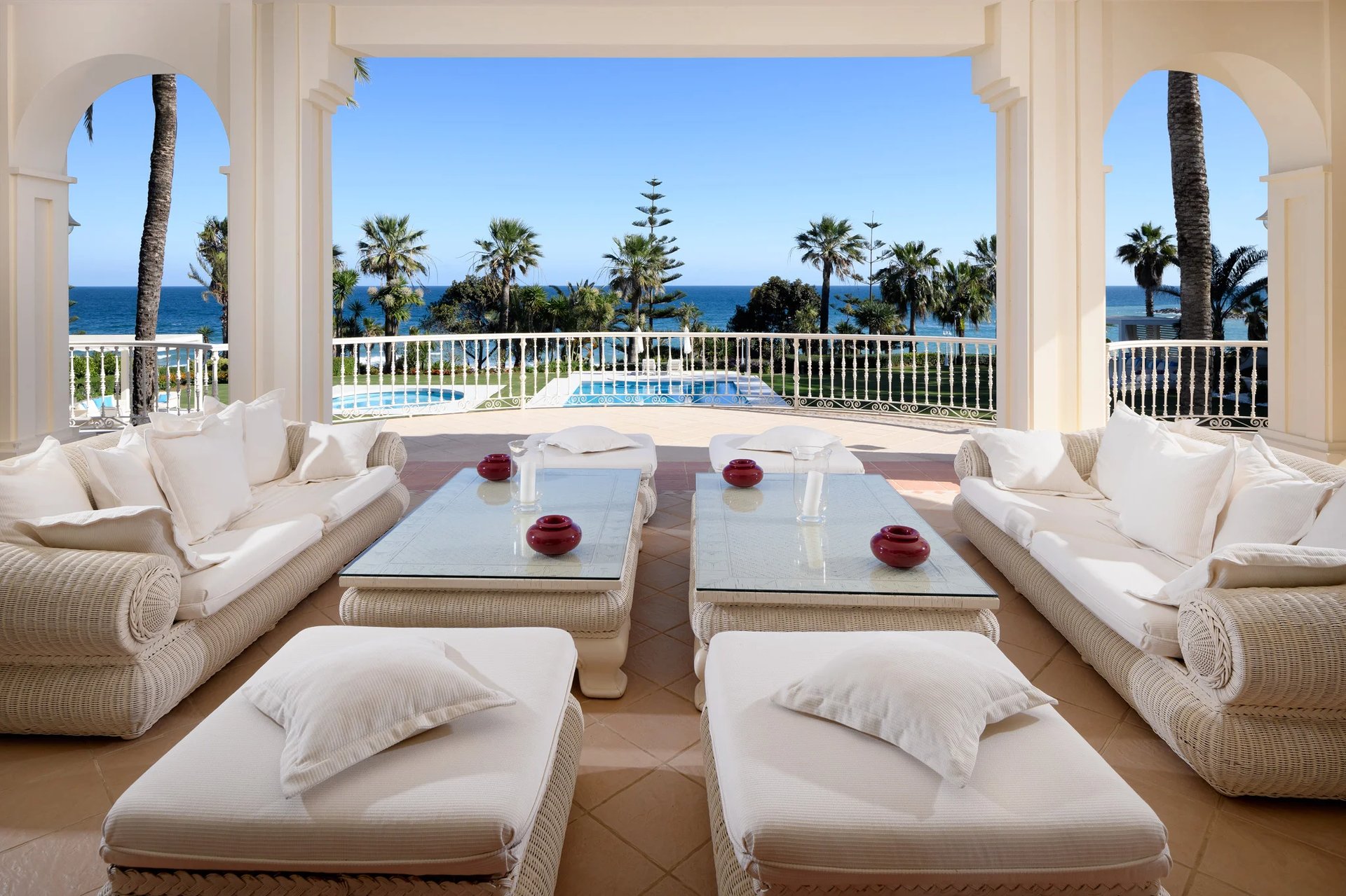 Beachfront terrace at Golden Mile villa