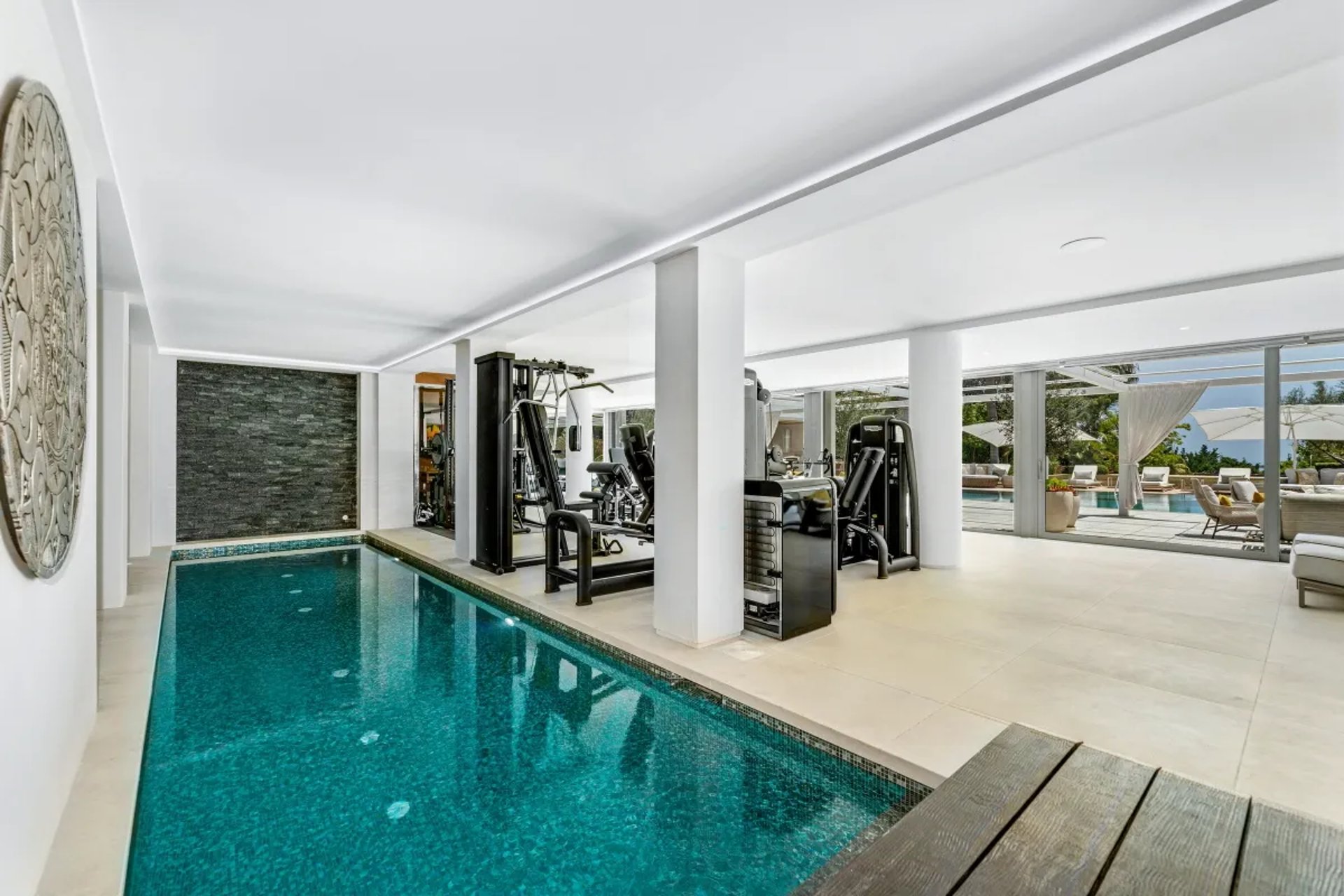 Indoor heated pool and wellness area at Villa Serenity