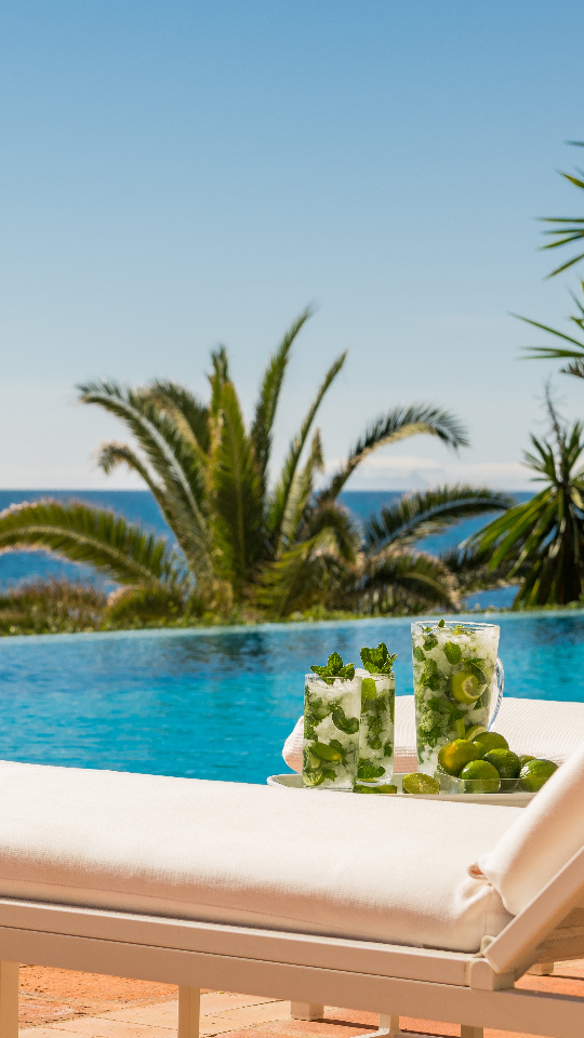 Expansive garden and sea views from the guest house at Villa El Rincon in Marbella.