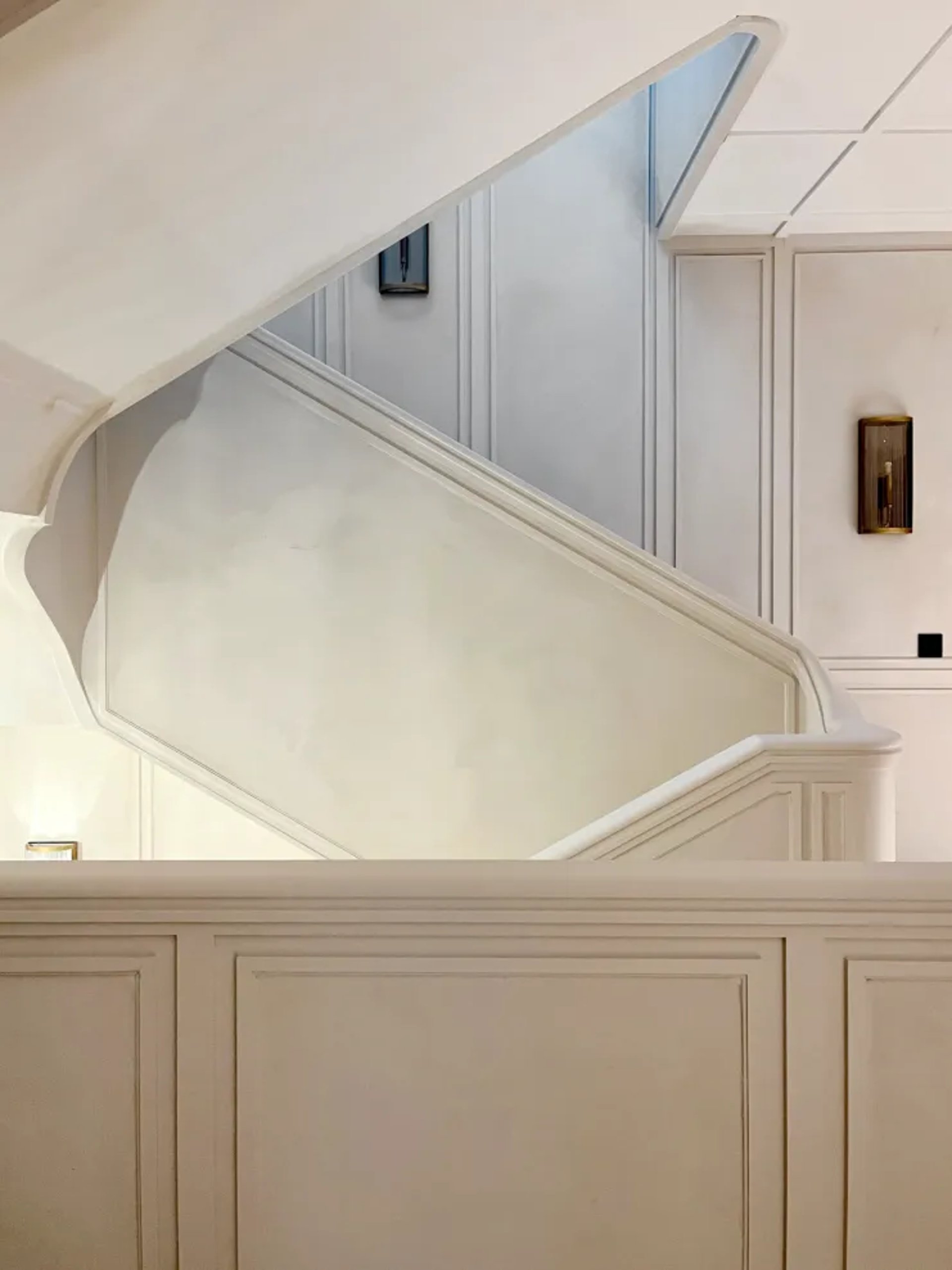 Architectural staircase at Villa La Gratitud with sculptural lines
