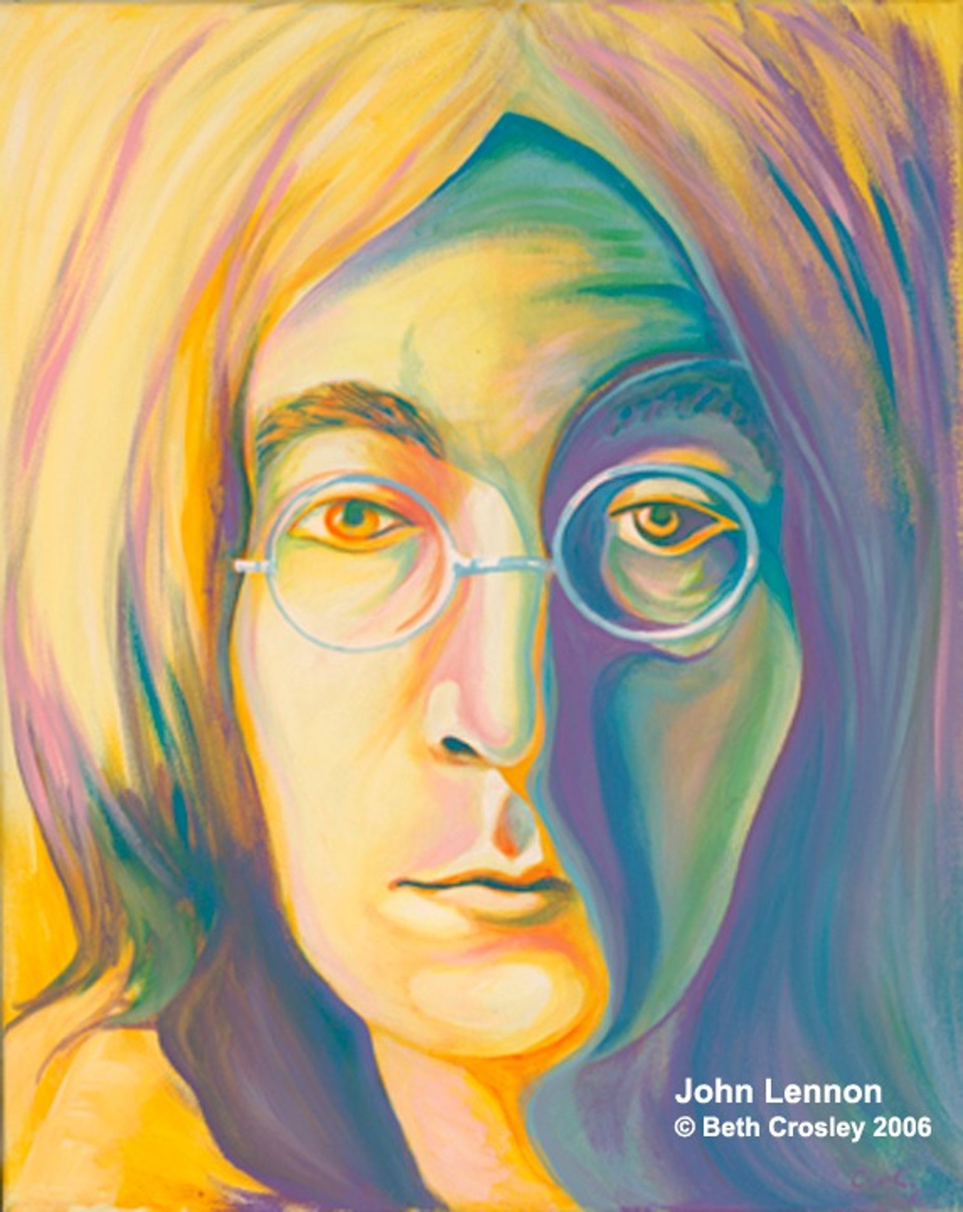 John Lennon © Beth Crosley 2006, acrylic on canvas, 16” x 20”