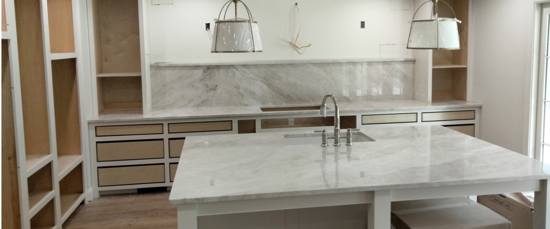 White granite countertops sealed by granite Pro Sealers in Greenville, South Carolina