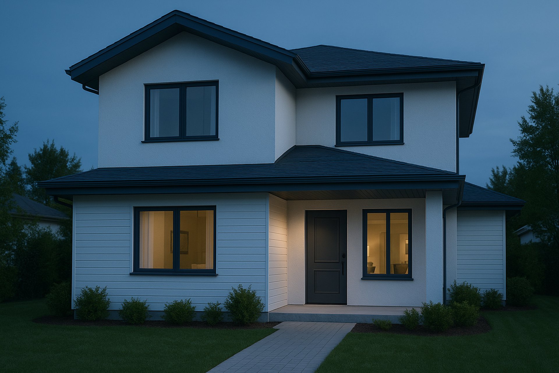 A white house with brown shutters on a street corner