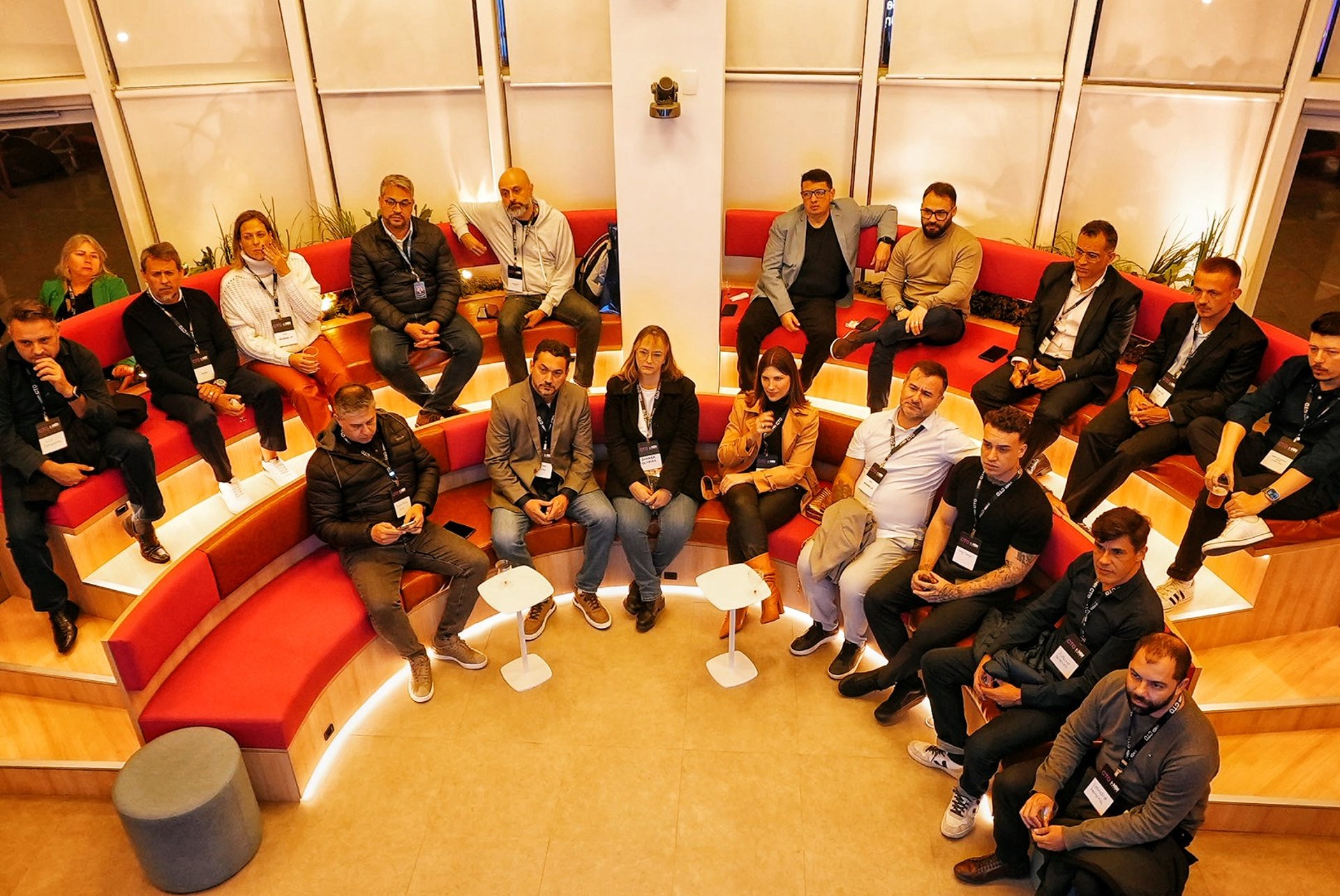 an abstract photo of a curved building with a blue sky in the background