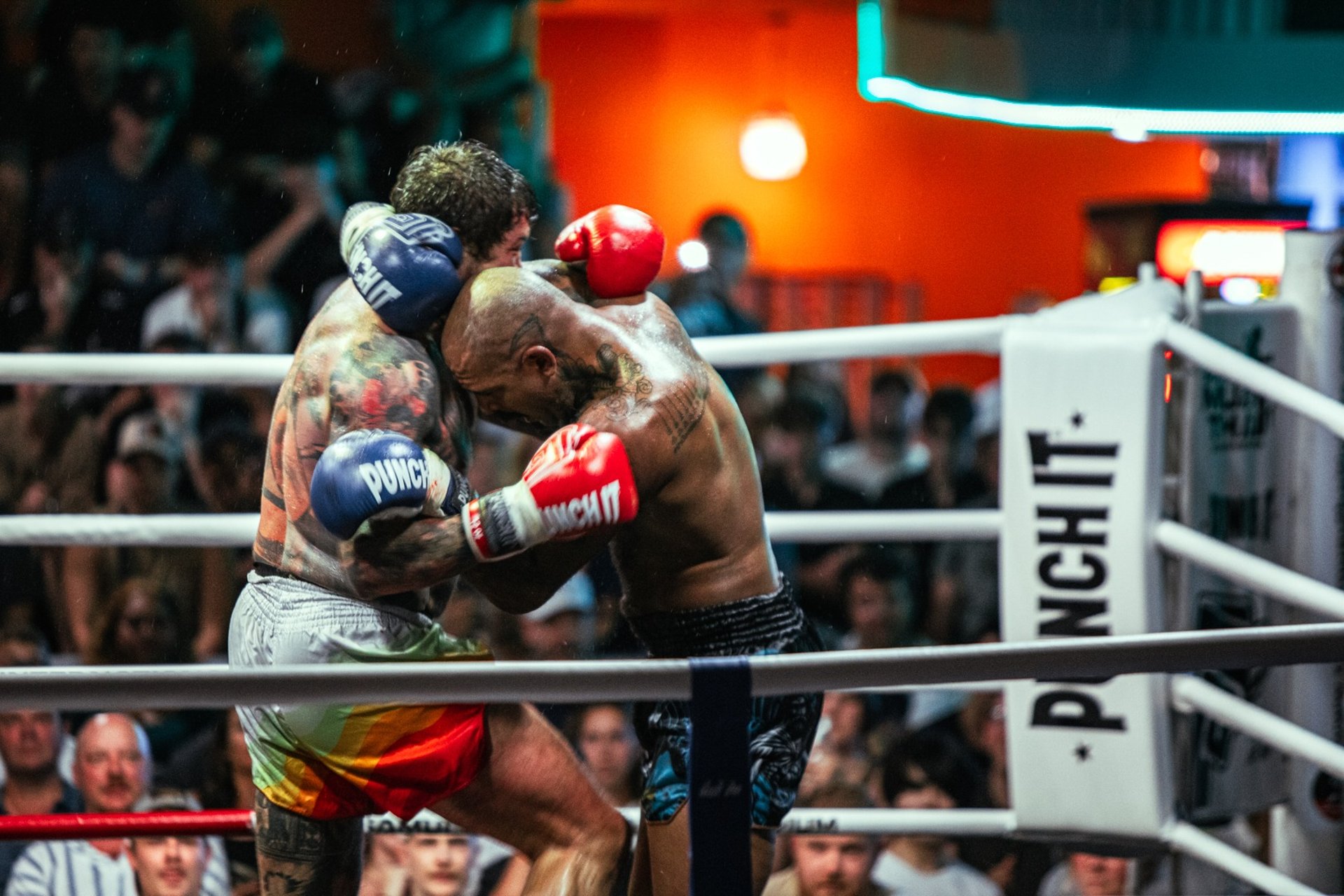 clinching fighter from punchit at Samui international Muay Thai boxing stadium and Gym