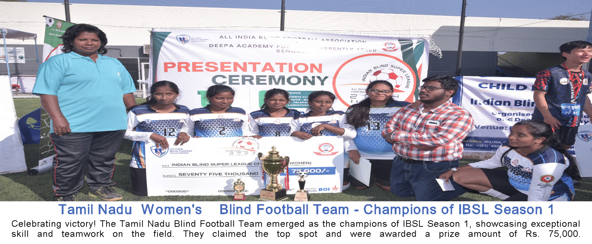 Tamil Nadu Women's Blind Football Team - Champions of IBSL Season 1