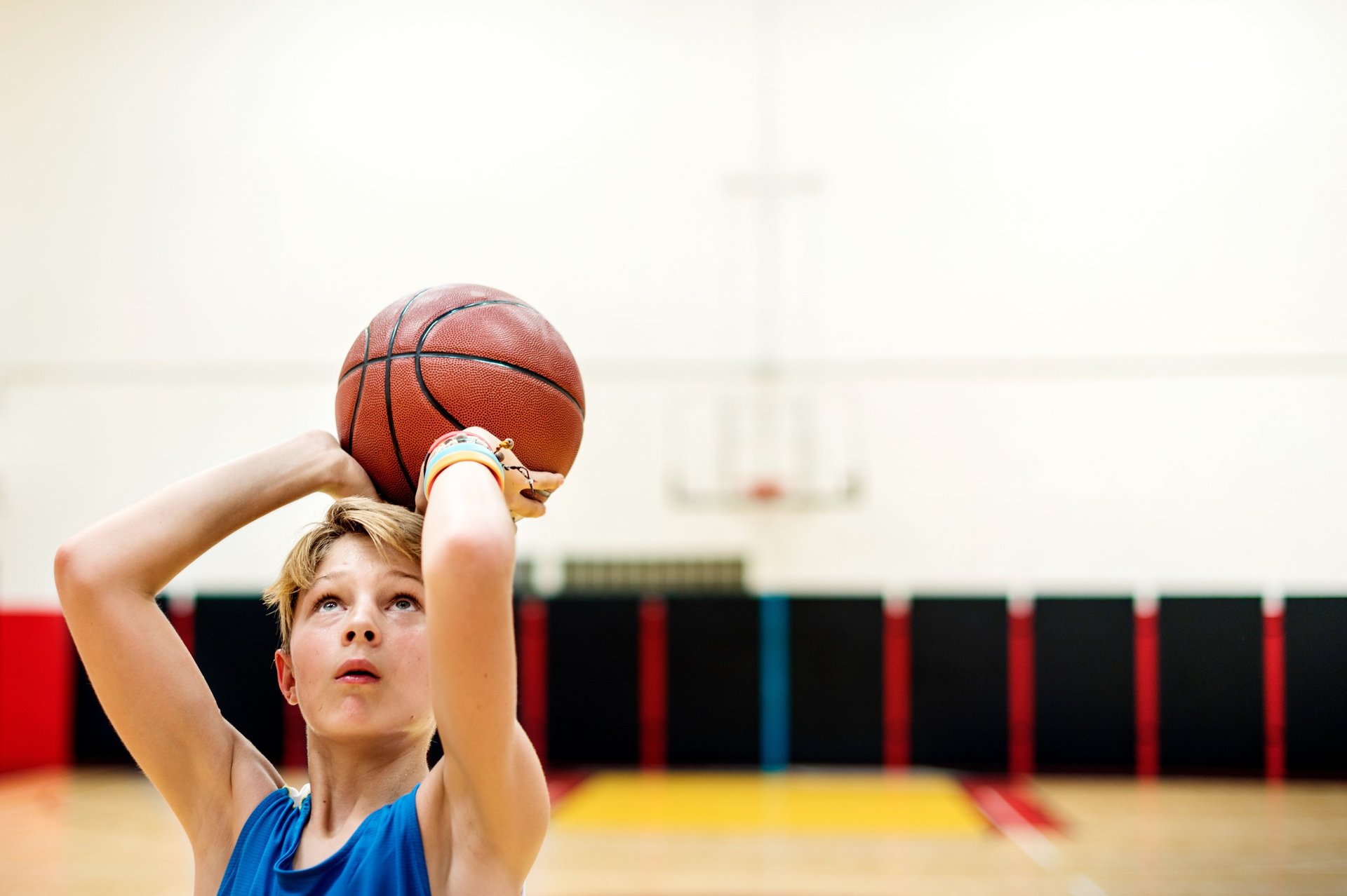a close up of a basketball on a court