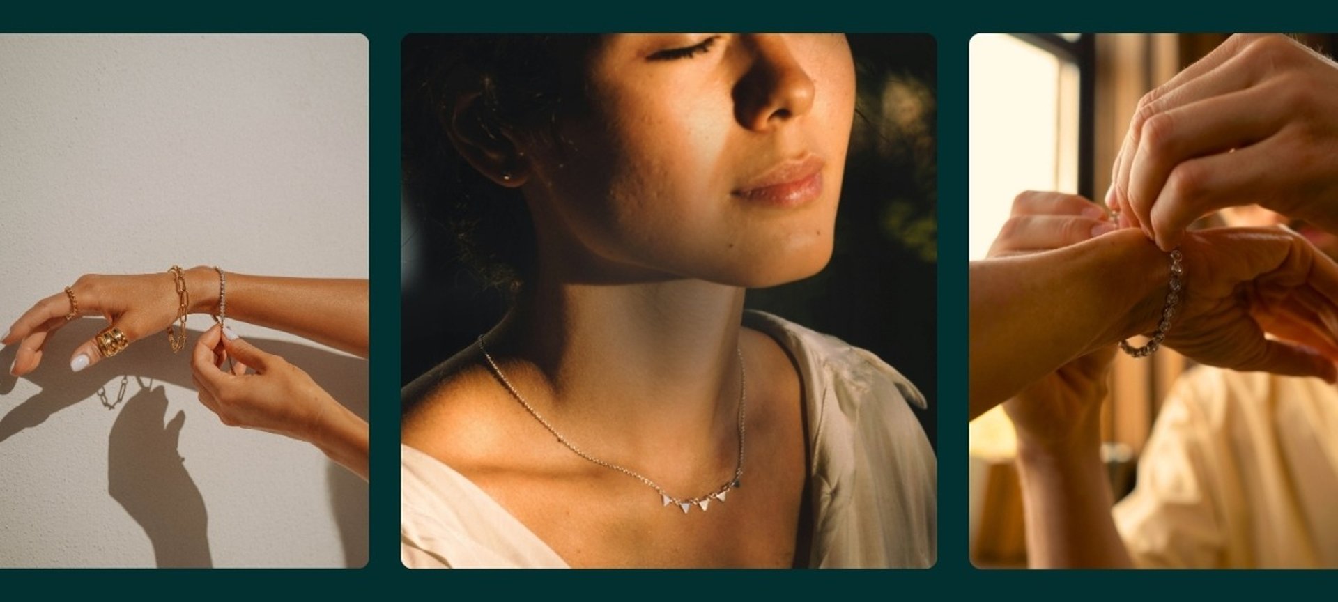 woman in white v neck shirt wearing gold necklace