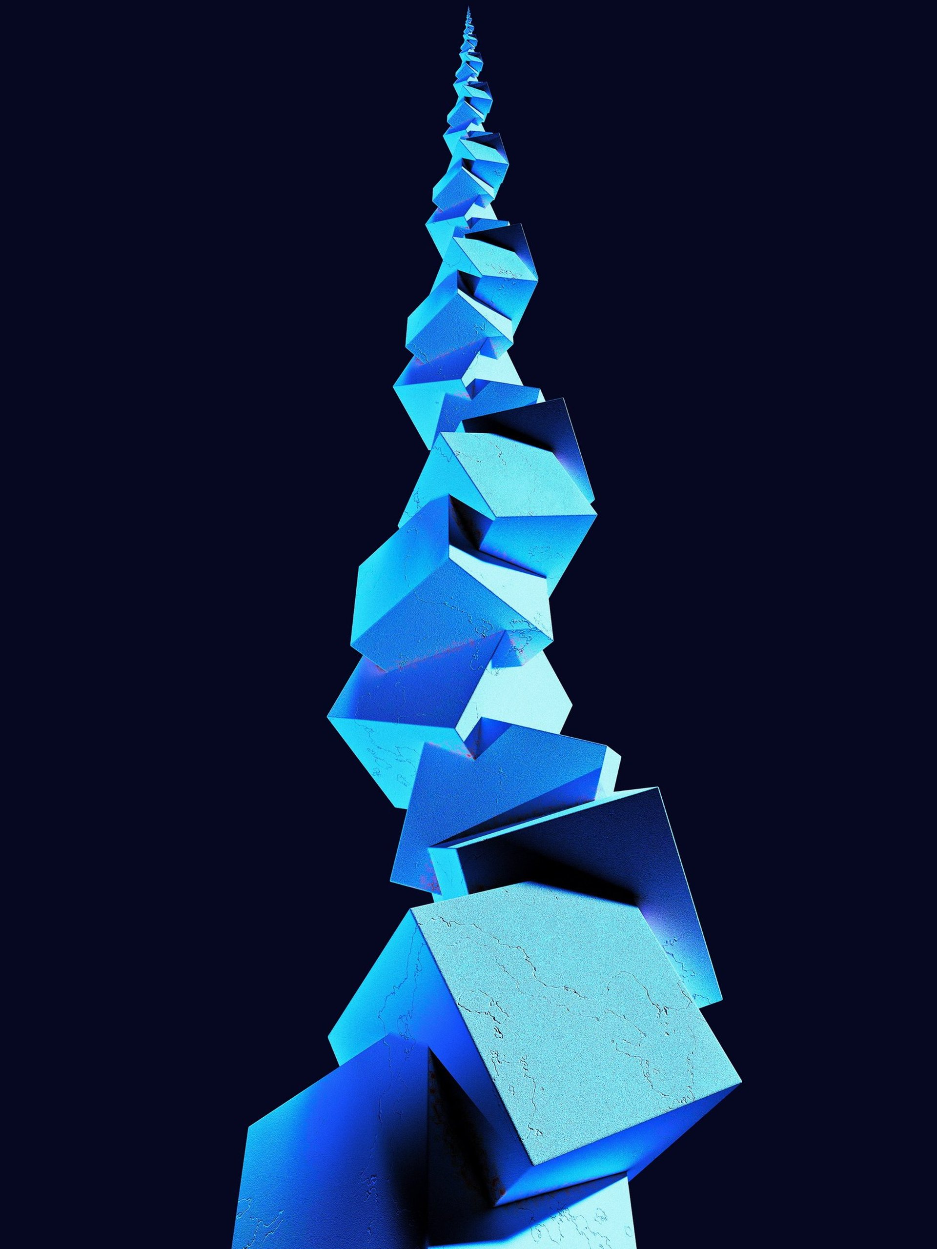 Cubic Stairs Abstract Art Creation with cubes on stack