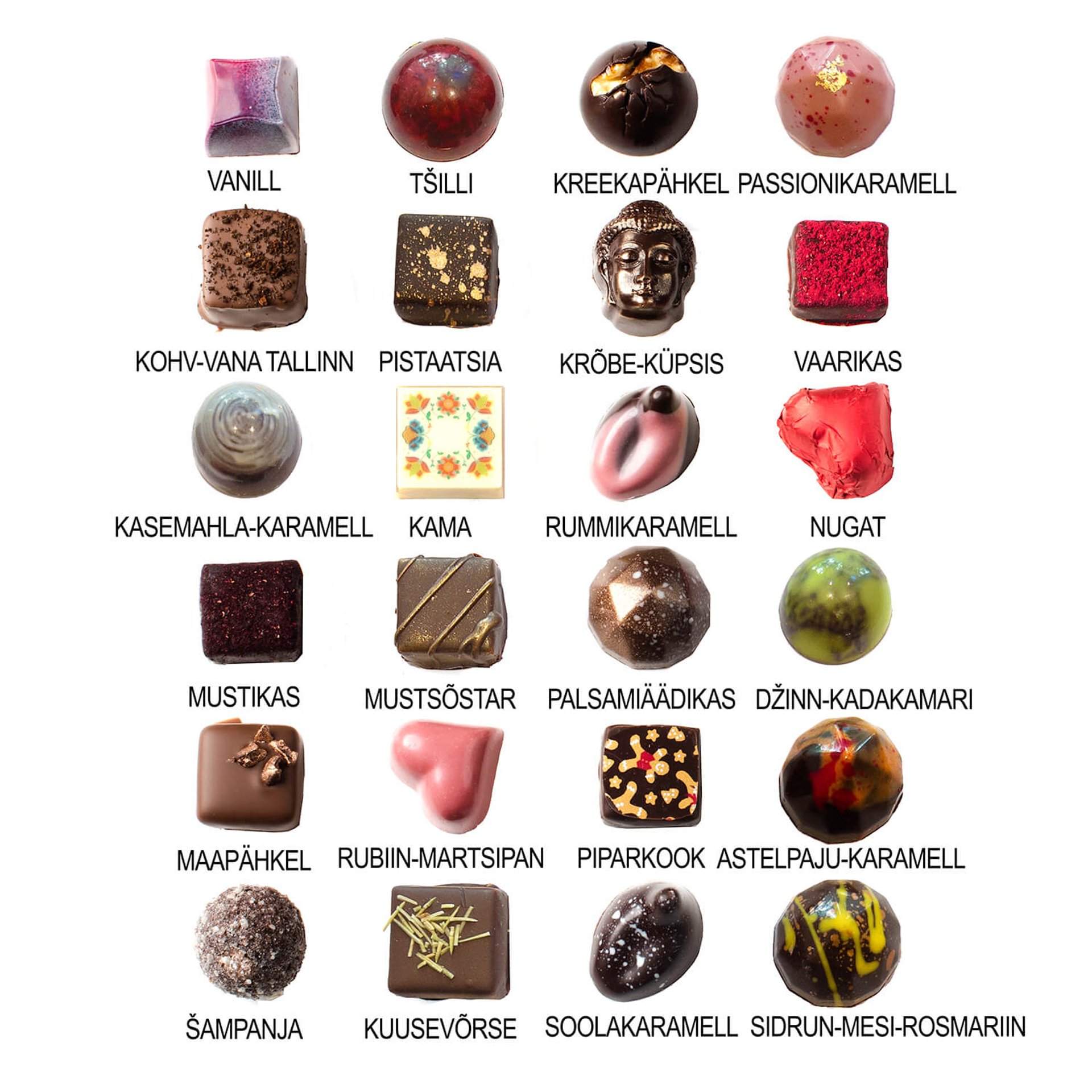 chocolates with box on white surface