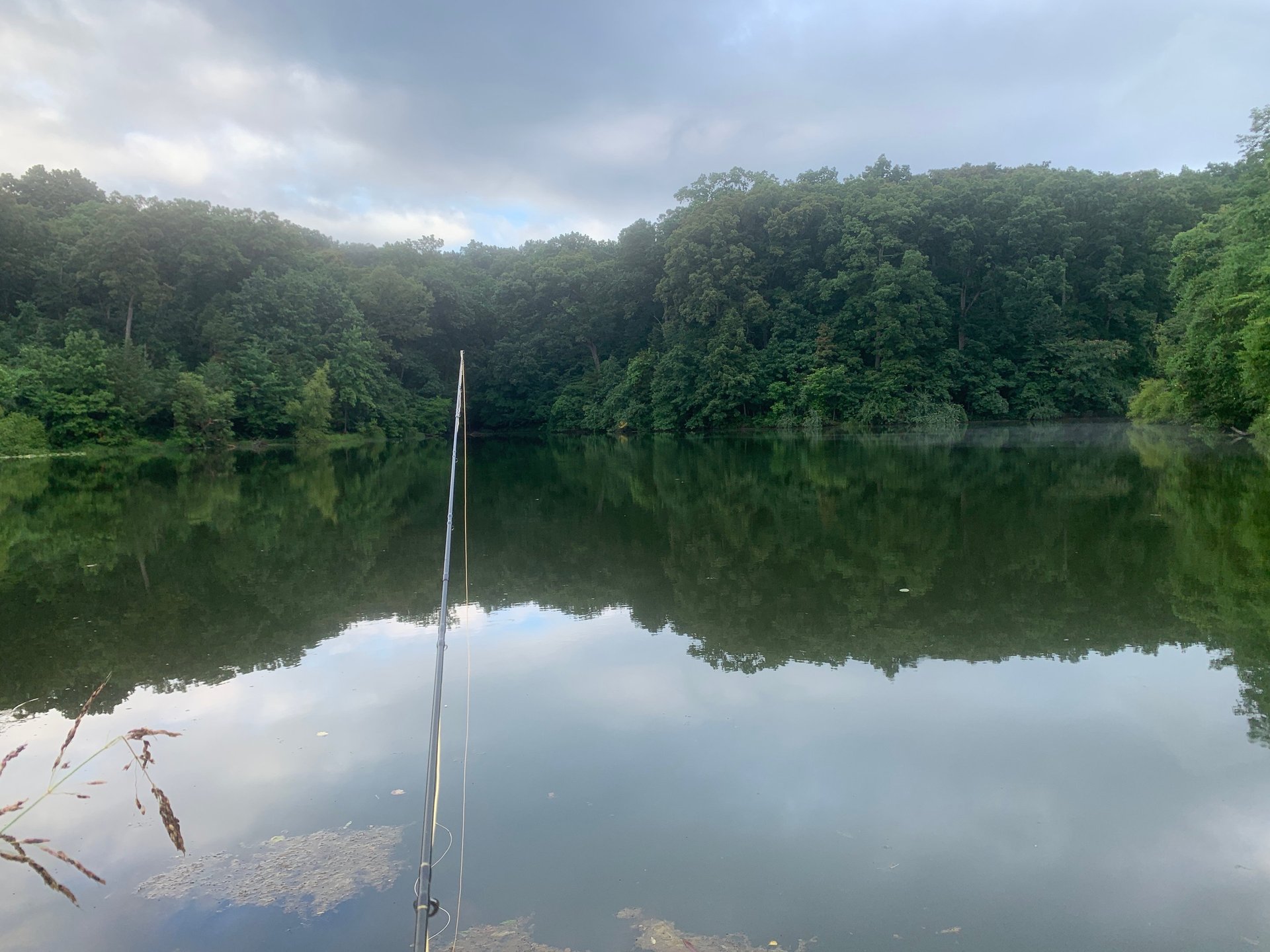 man standing on edge fishing