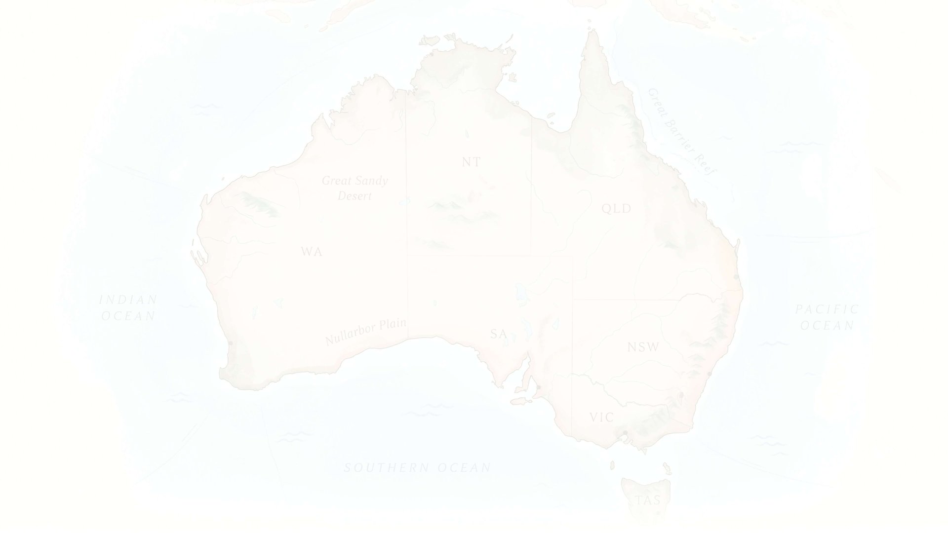 map of Australia and surrounding oceans