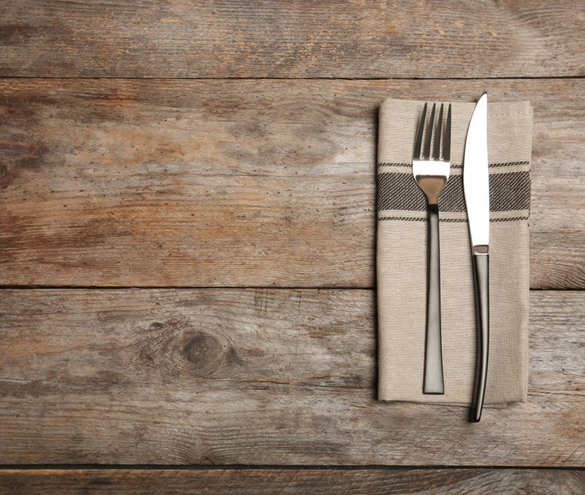 fork and knife on napkin